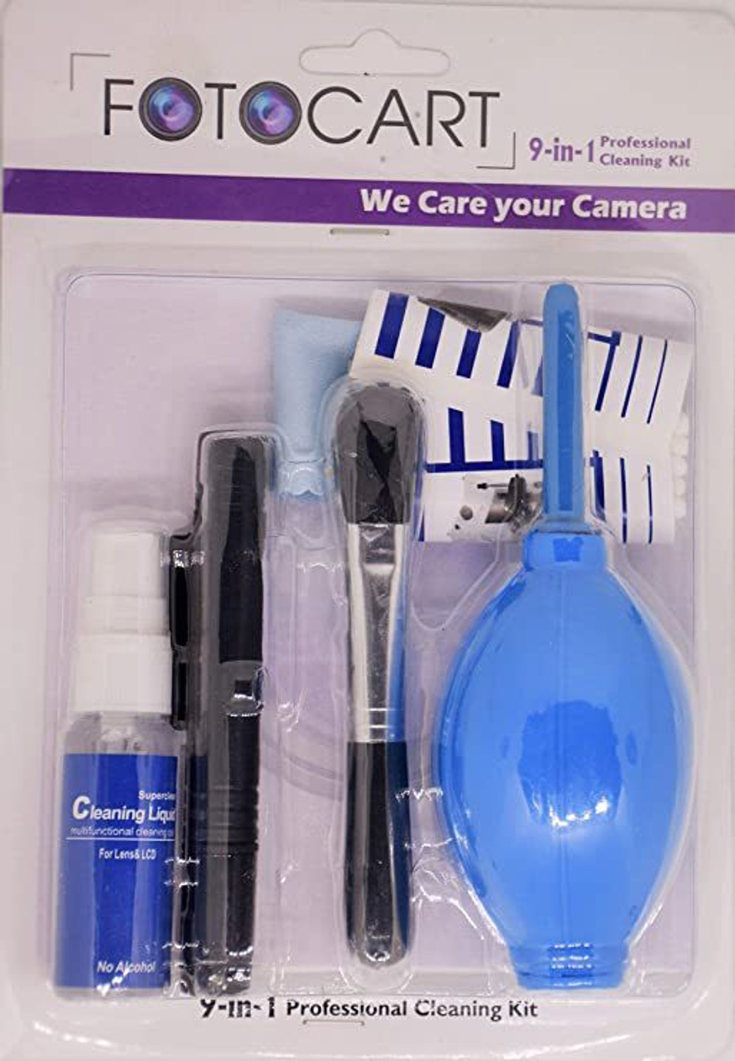 Image of FotoCart Professional Clean Pro 9 in 1 Multi-Purpose Cleaning Kit for Cameras, Lenses, Binoculars, LCD, Laptops, Desktops, Keyboards, etc for Computers, Mobiles, Laptops, Gaming