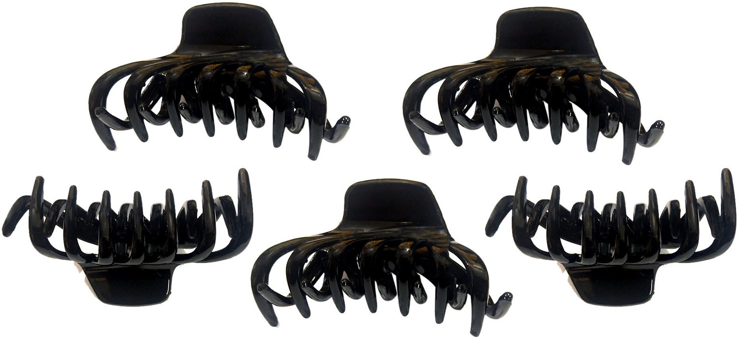 Image of BHARATGAURAV Black Octopus Claws Acrylic Material Unbreakable Butterfly Clip for Women /Girls Black (Medium Size pack of 5) Hair Accessories Hair Claw
