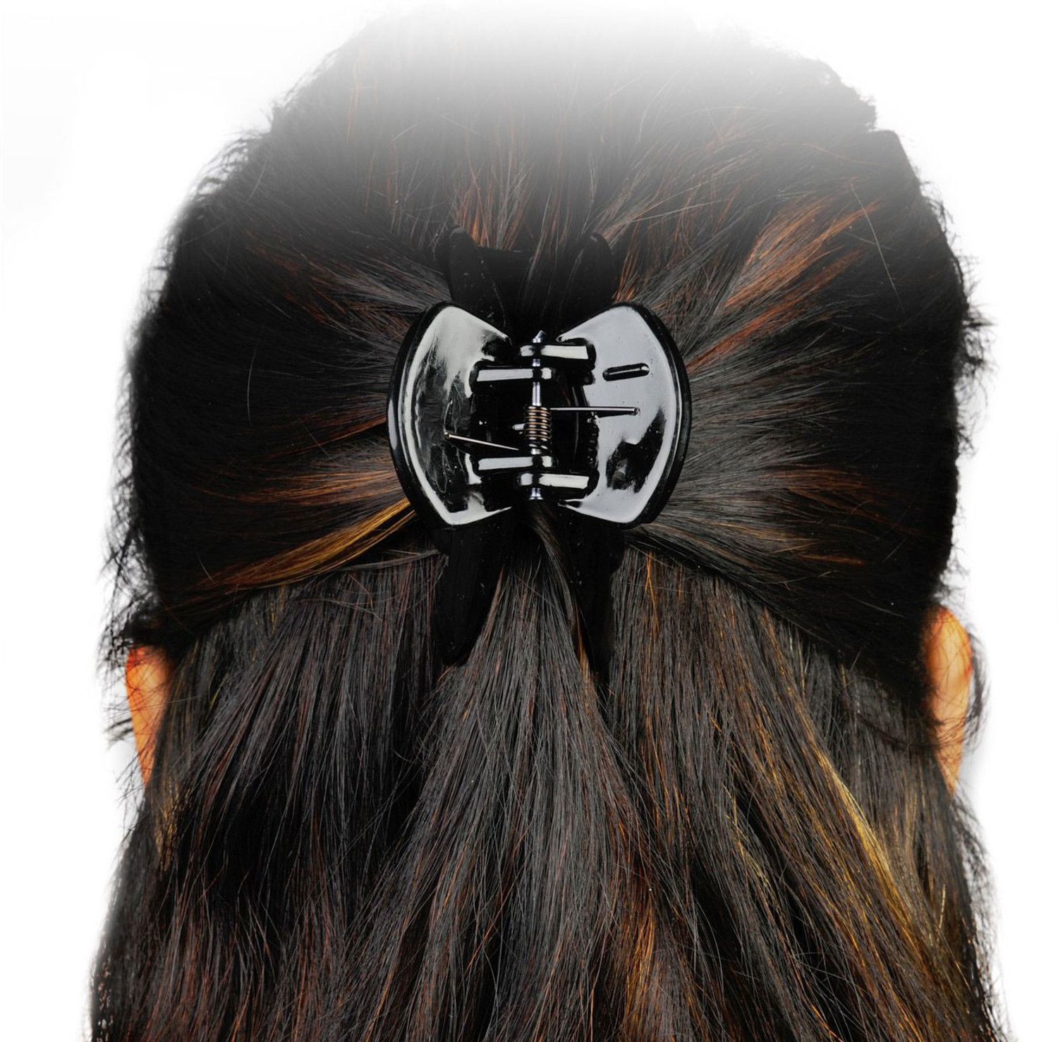 Image of BHARATGAURAV Black Octopus Claws Acrylic Material Unbreakable Butterfly Clip for Women /Girls Black (Medium Size pack of 5) Hair Accessories Hair Claw