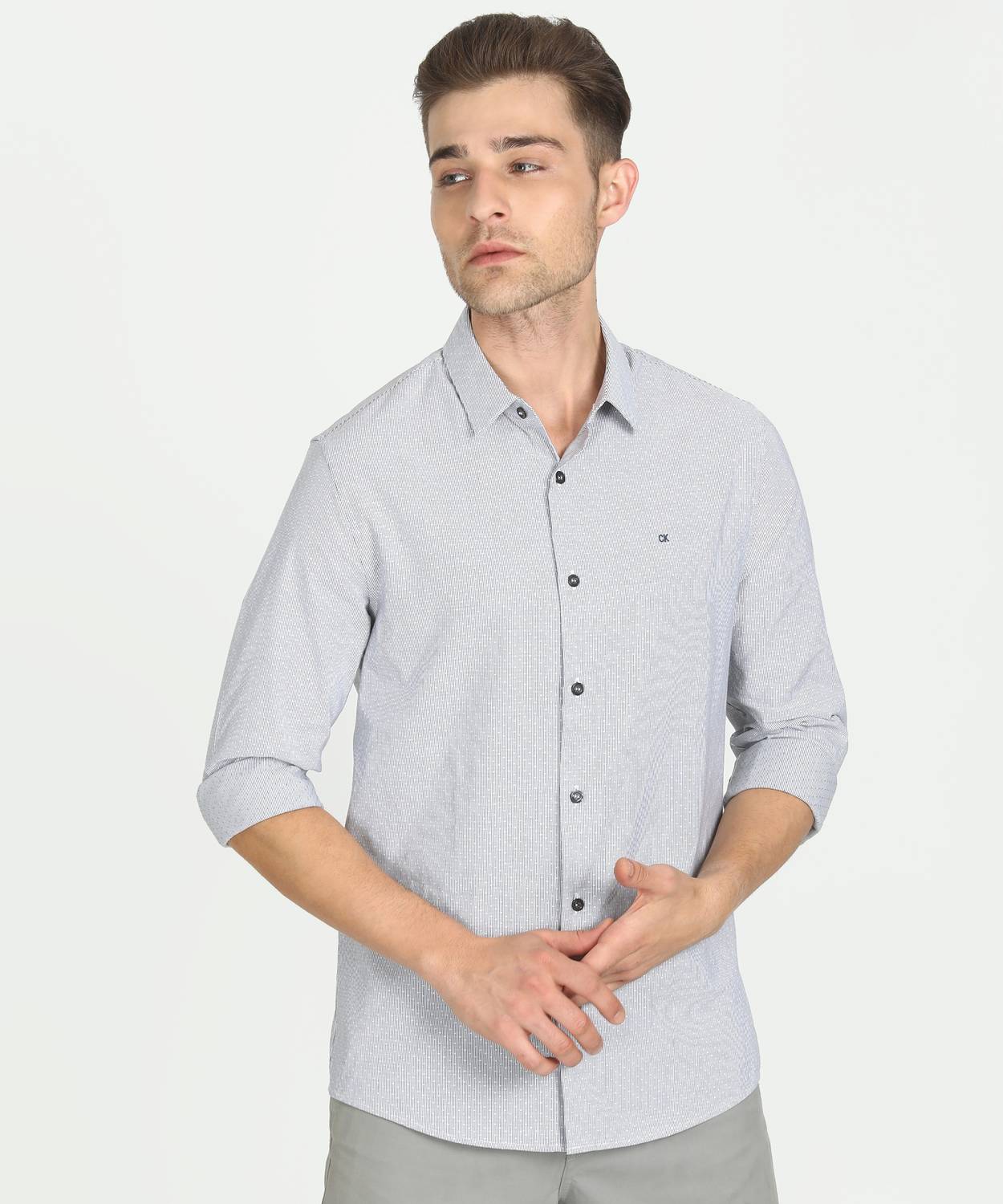 Calvin Klein Jeans Men Solid Casual Blue Shirt