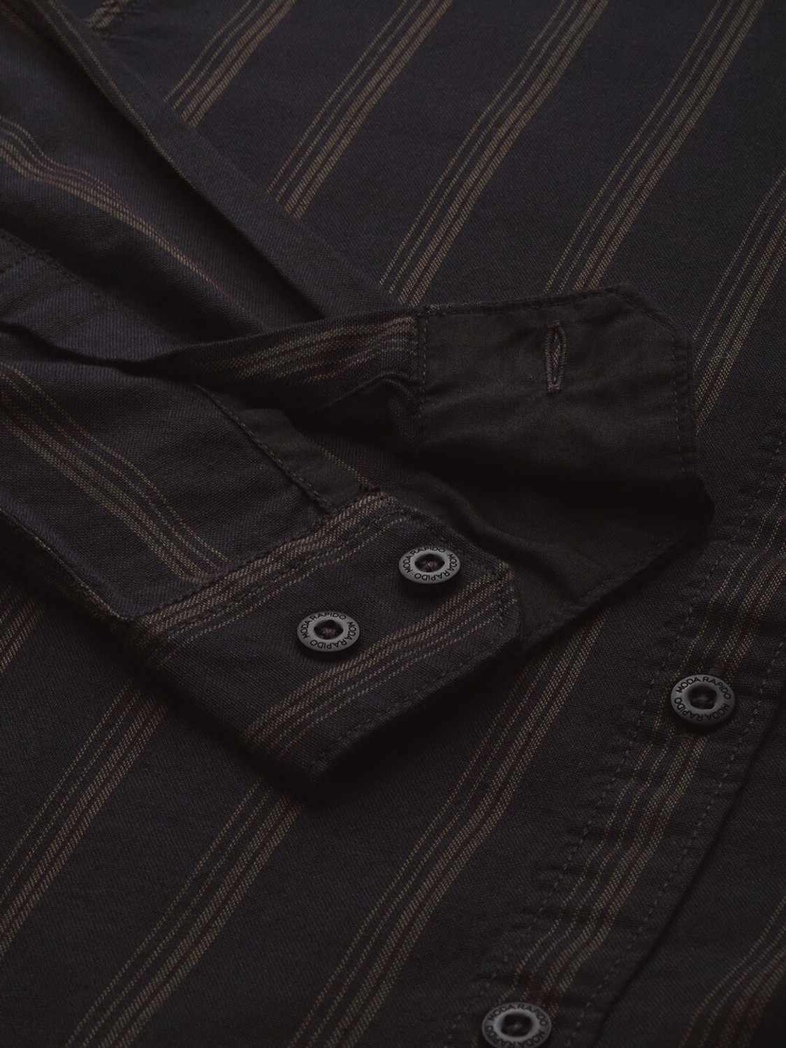 Image of Moda Rapido Men Striped Casual Brown, Black Shirt