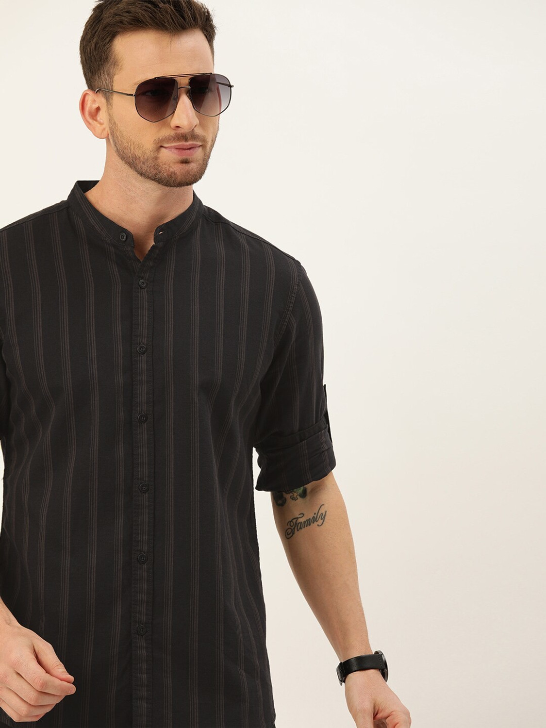 Image of Moda Rapido Men Striped Casual Brown, Black Shirt