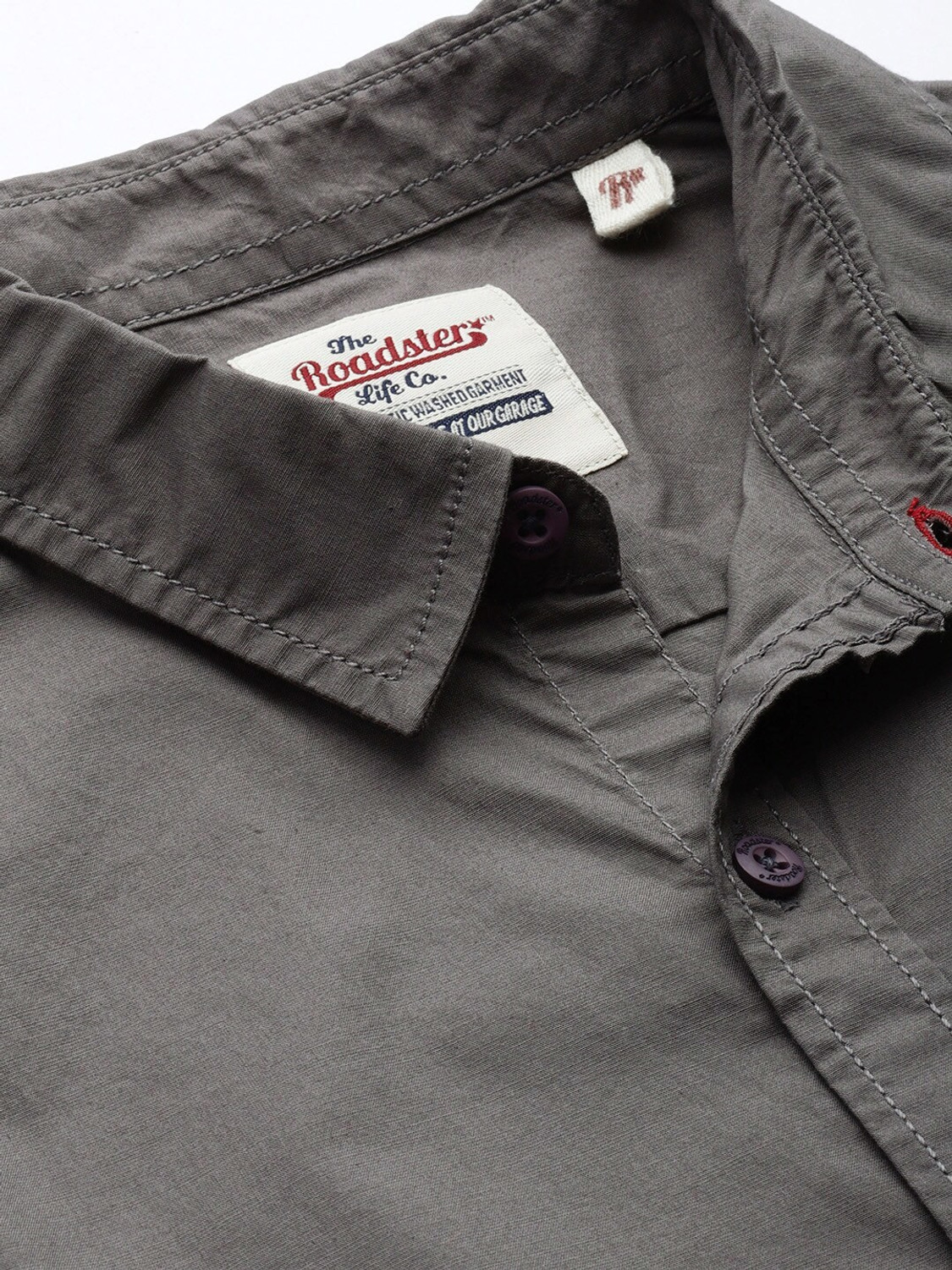 Image of Roadster Men Solid Casual Grey Shirt