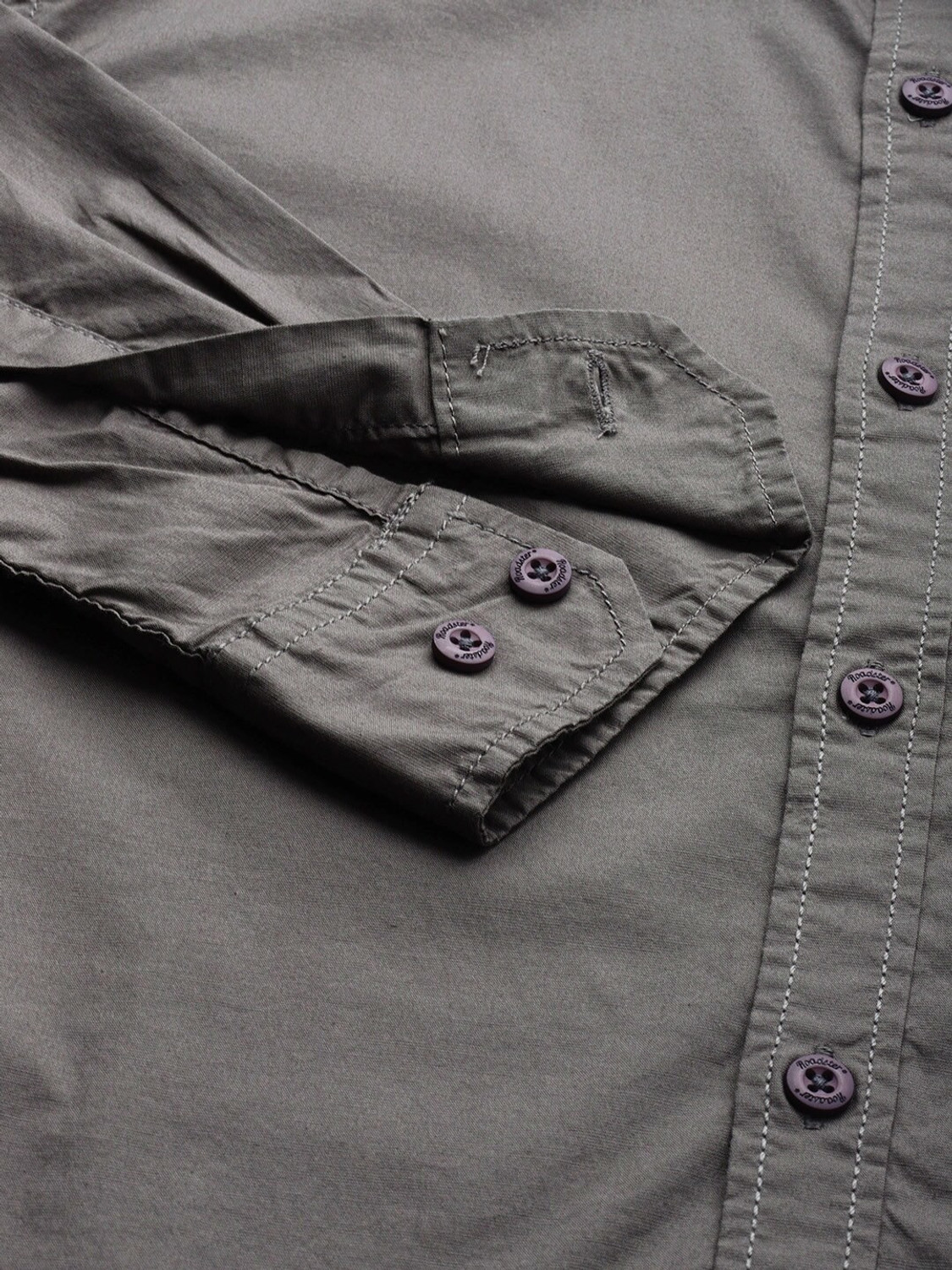 Image of Roadster Men Solid Casual Grey Shirt