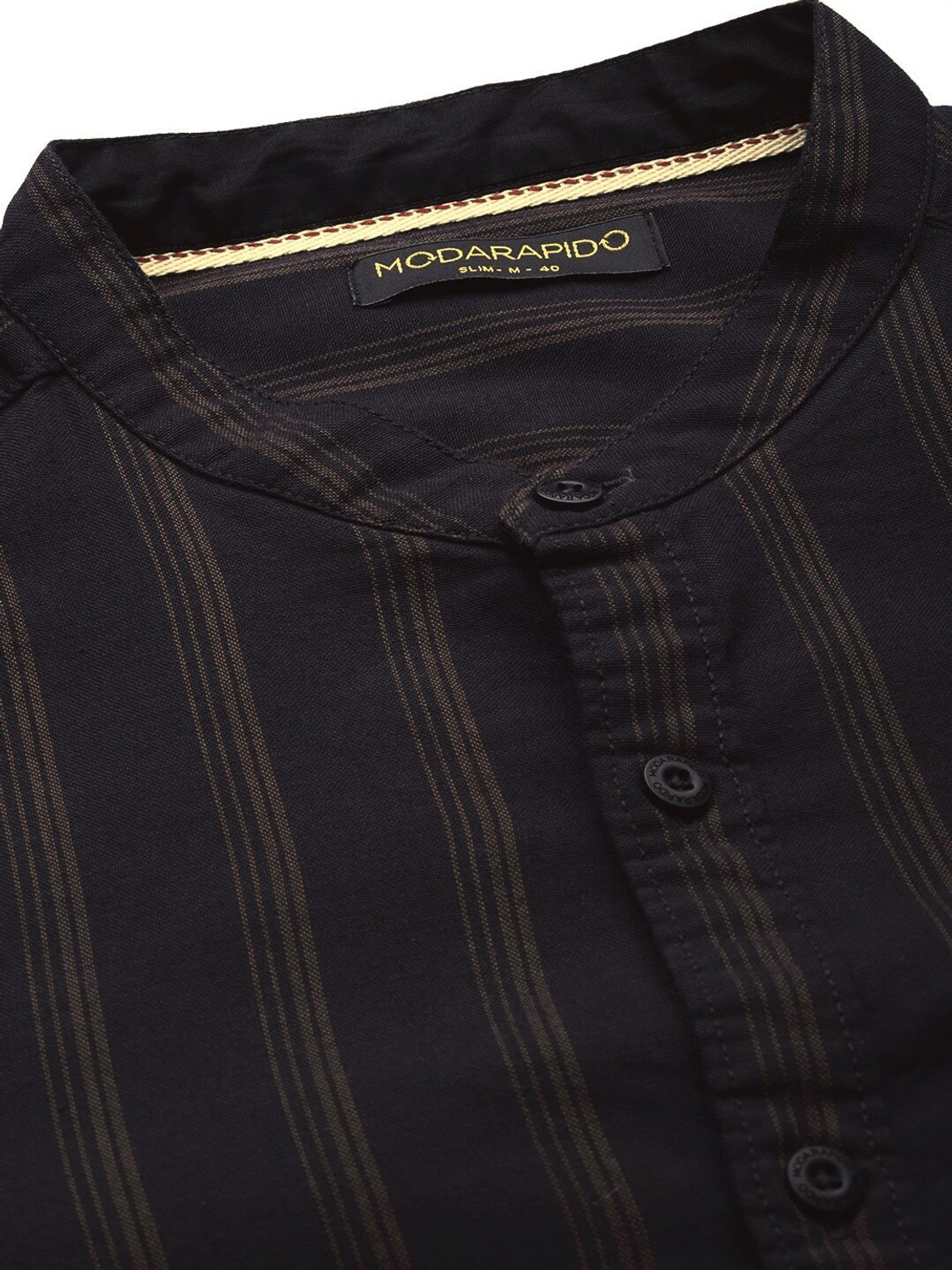 Image of Moda Rapido Men Striped Casual Brown, Black Shirt