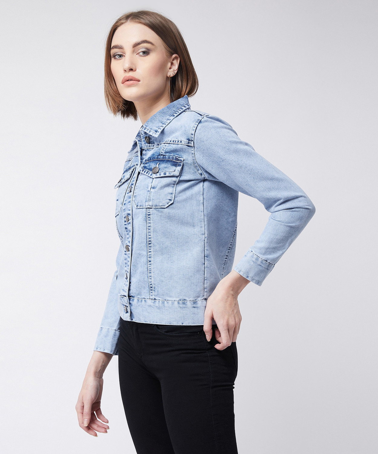 Image of Miss Chase Full Sleeve Solid Women Denim Jacket