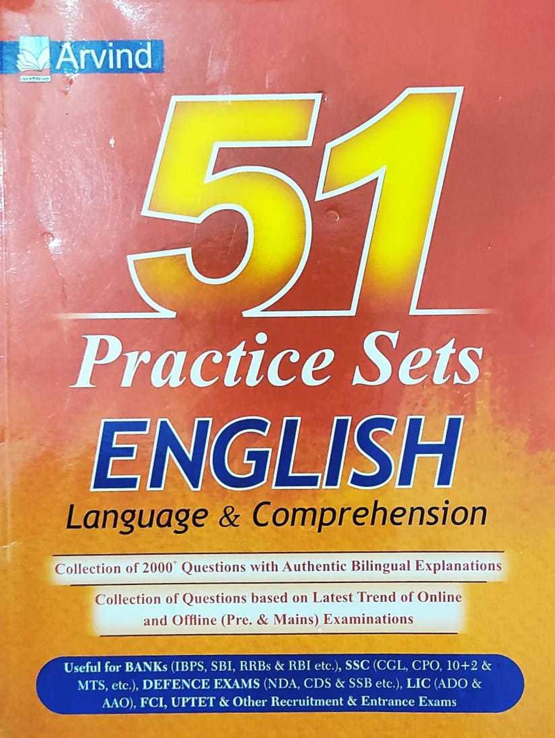 Arvind 51 Practice Sets Of English Language & Comprehension Online Exam Based On Latest Trend Of Exams