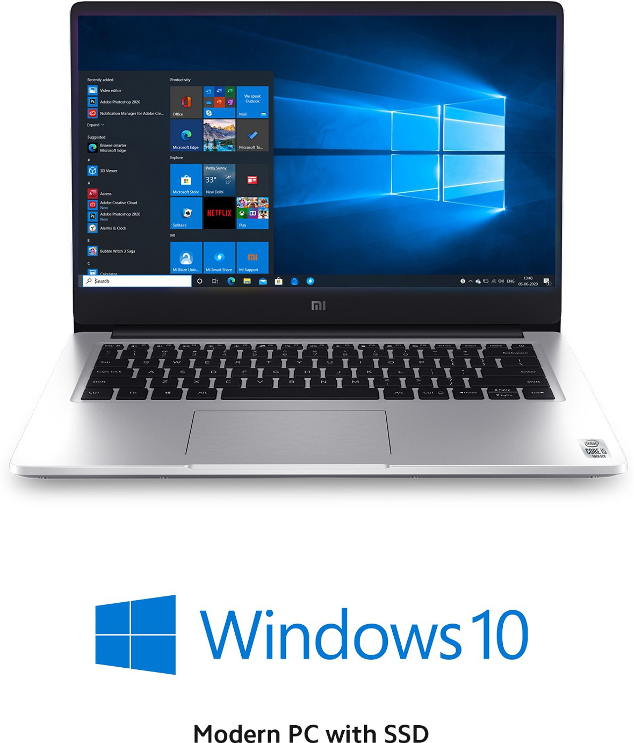 Image of Mi Notebook 14 Intel Core i5 10th Gen 10210U - (8 GB /256 GB SSD /Windows 10 Home) JYU4242IN Thin and Light Laptop