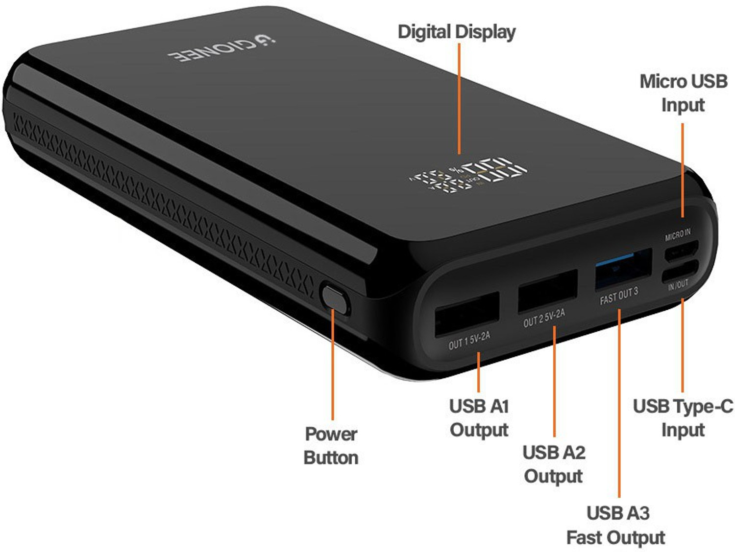 Image of GIONEE 20000 mAh 22.5 W Power Bank