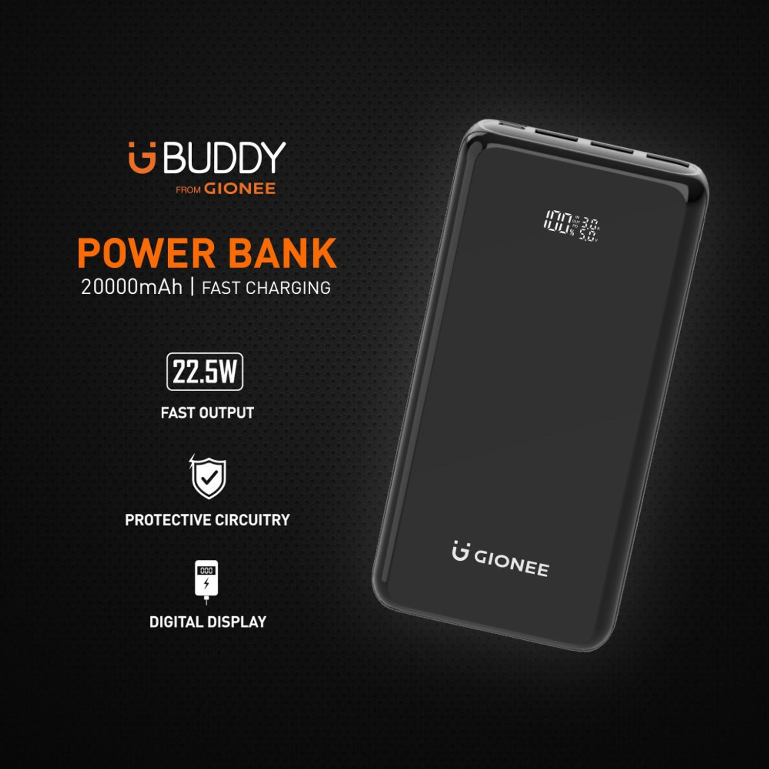 Image of GIONEE 20000 mAh 22.5 W Power Bank