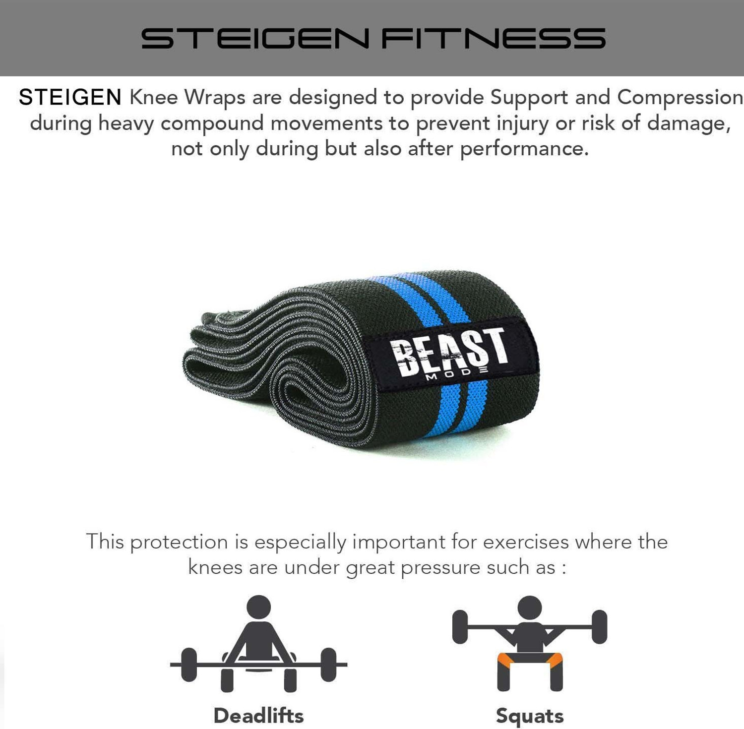 Image of STEIGEN FITNESS Knee Wrap / Knee Support-Length 2 Meters Knee Support