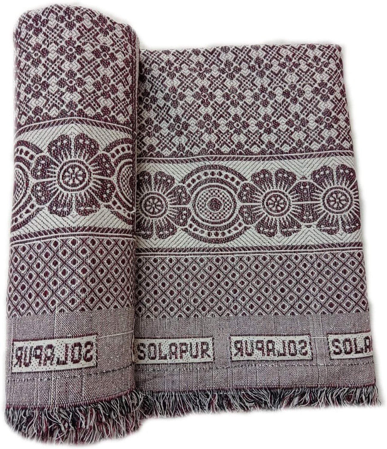 Image of Terry Retail Floral Single Top Sheet for Mild Winter (Cotton, Multi & Brown)