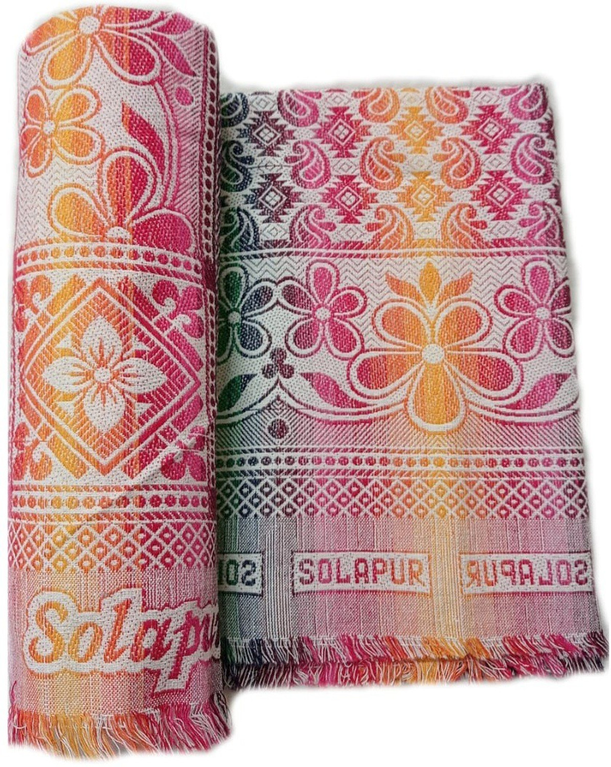 Image of Terry Retail Floral Single Top Sheet for Mild Winter (Cotton, Multi & Brown)