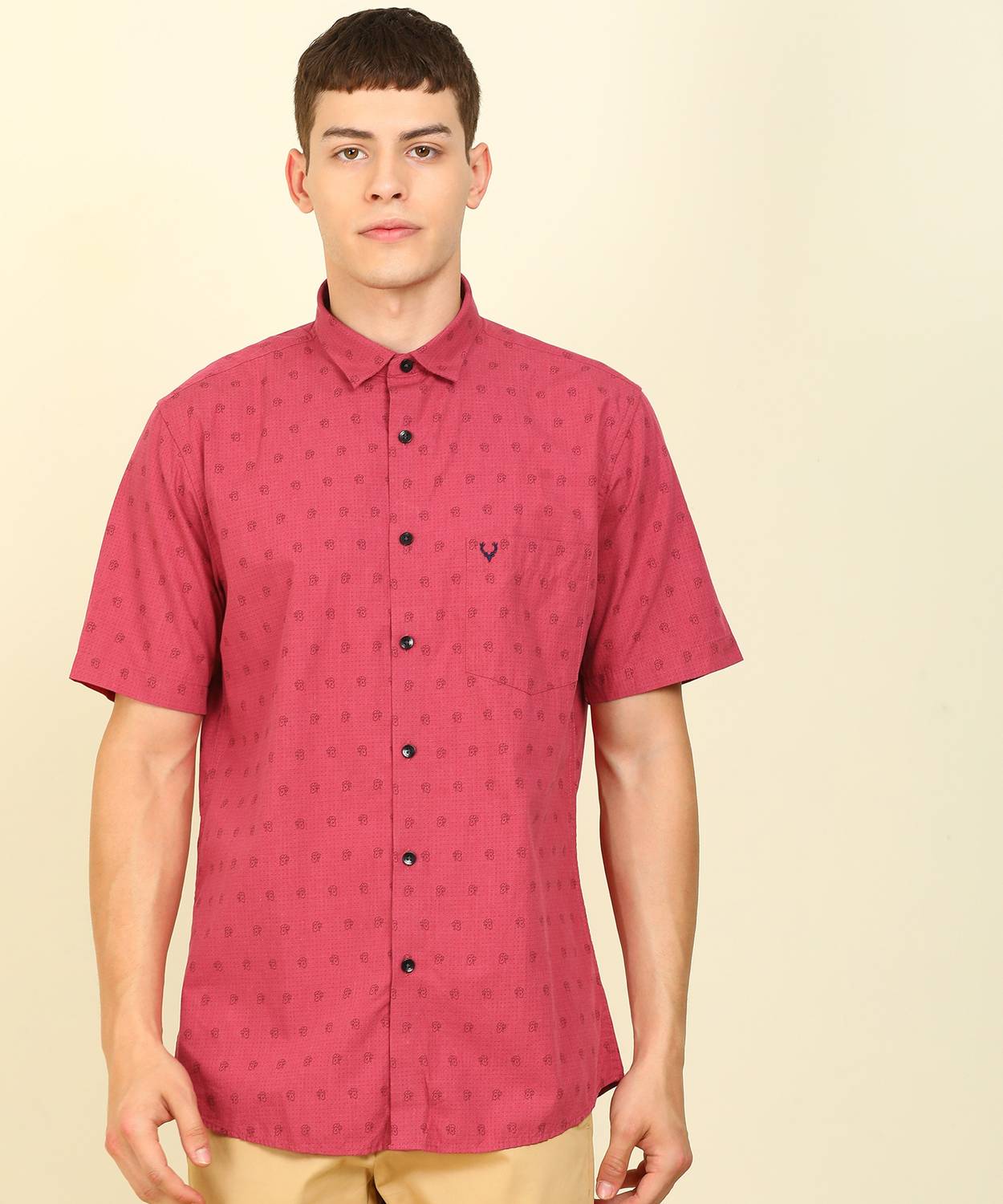 Allen Solly Men Printed Casual Maroon Shirt
