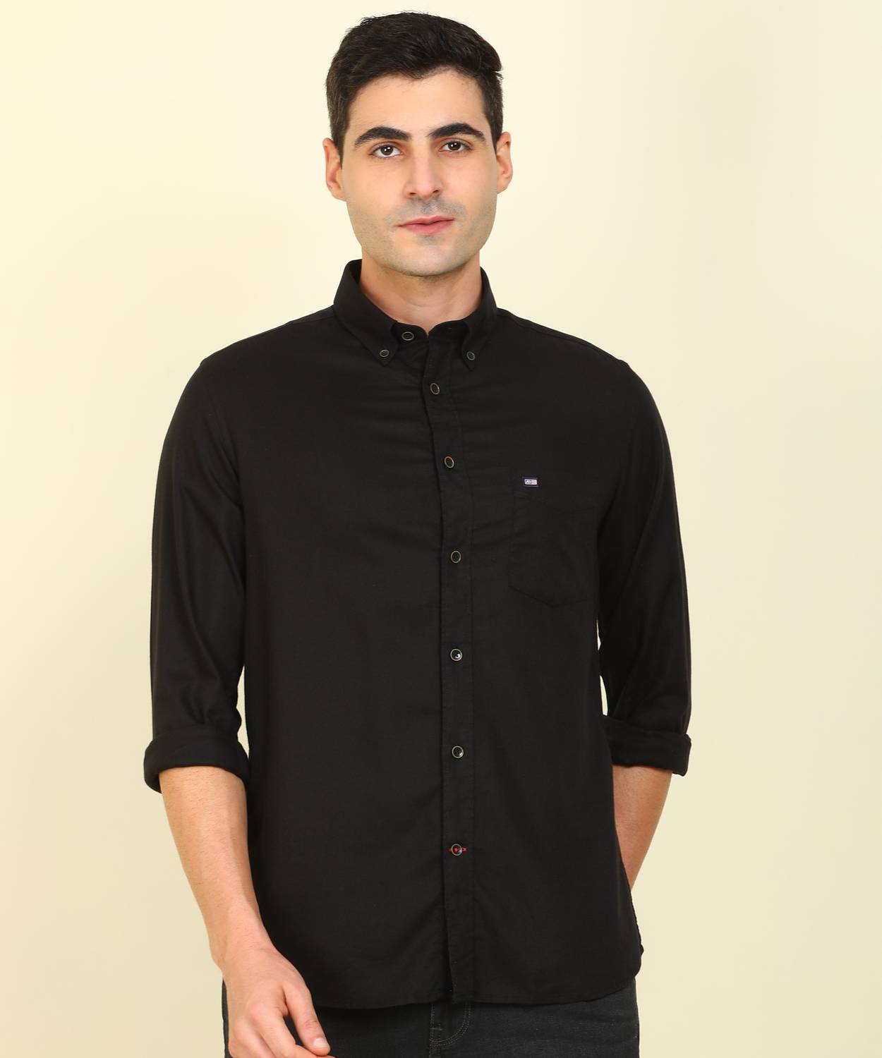 Arrow Sport Men Solid Casual Black Shirt