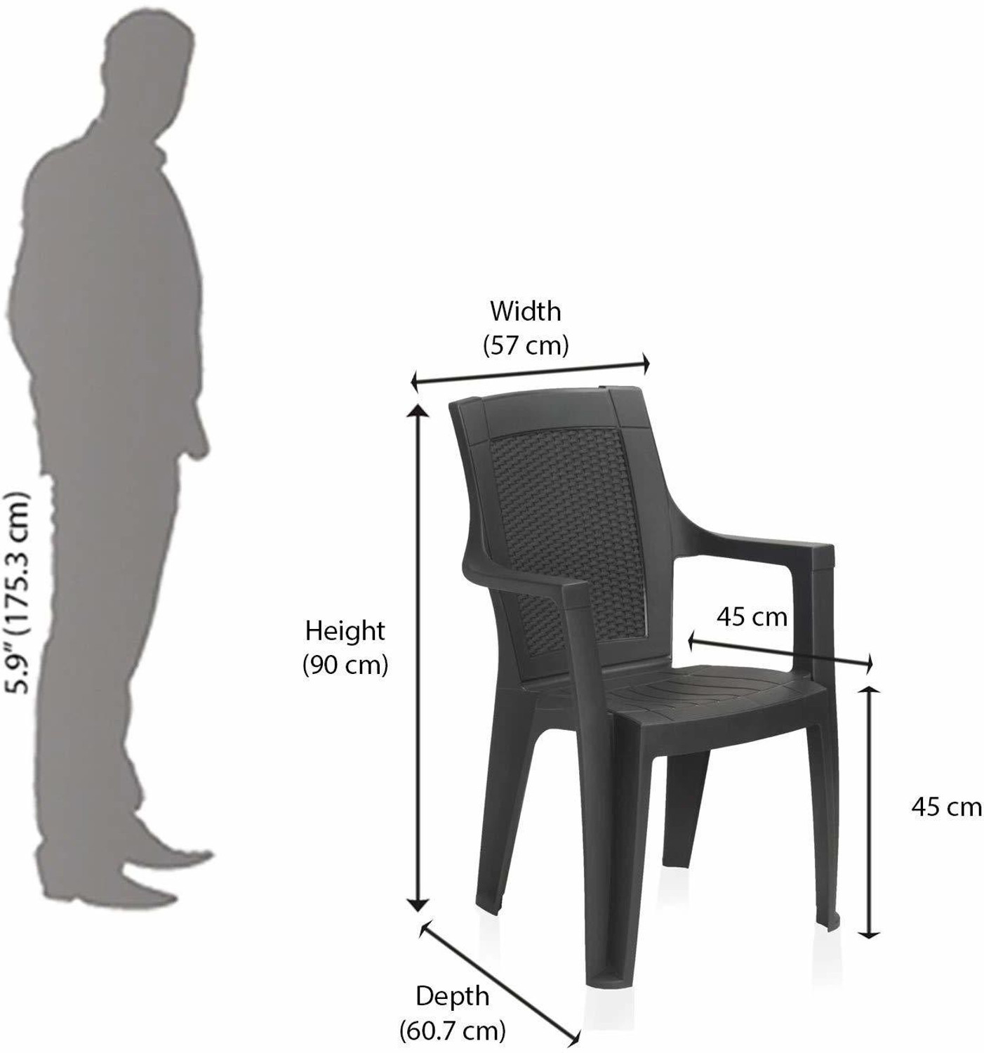 Image of Nilkamal Plastic Premium Mystique /Rosa Chair (Set of 6, ) Plastic Outdoor Chair