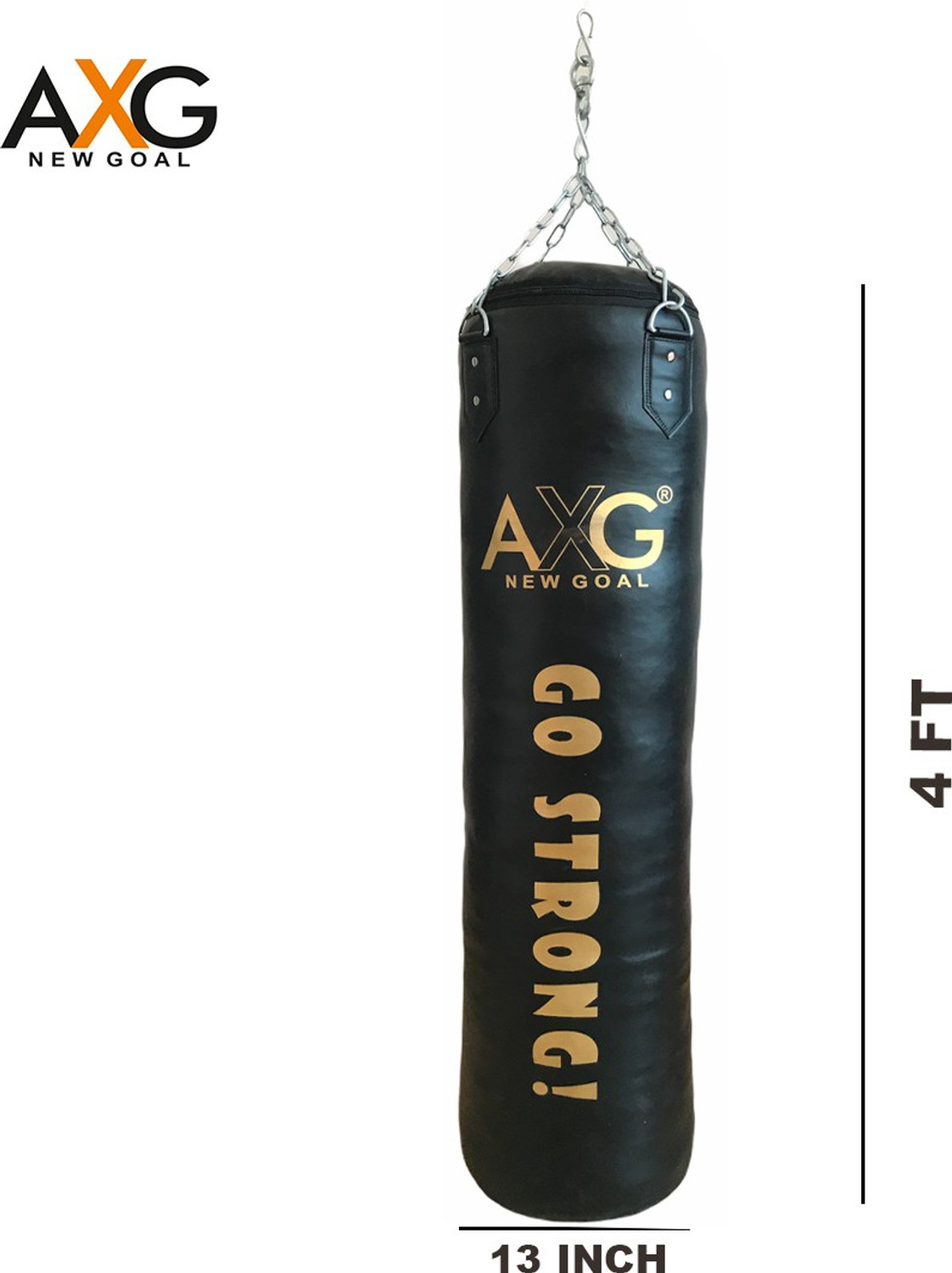 Image of AXG NEW GOAL Unfilled Boxing Punching Bag 4 ft With stainless steel chain (Heavy PU Material) Hanging Bag