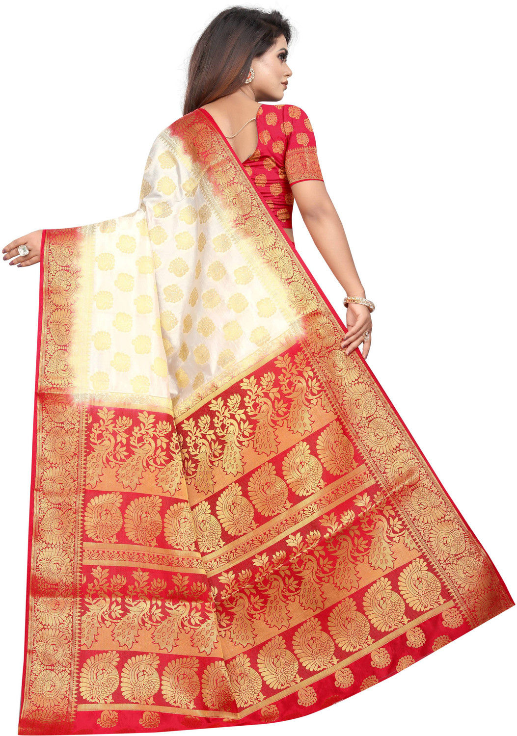Image of PICKWELL Self Design Banarasi Cotton Silk Saree