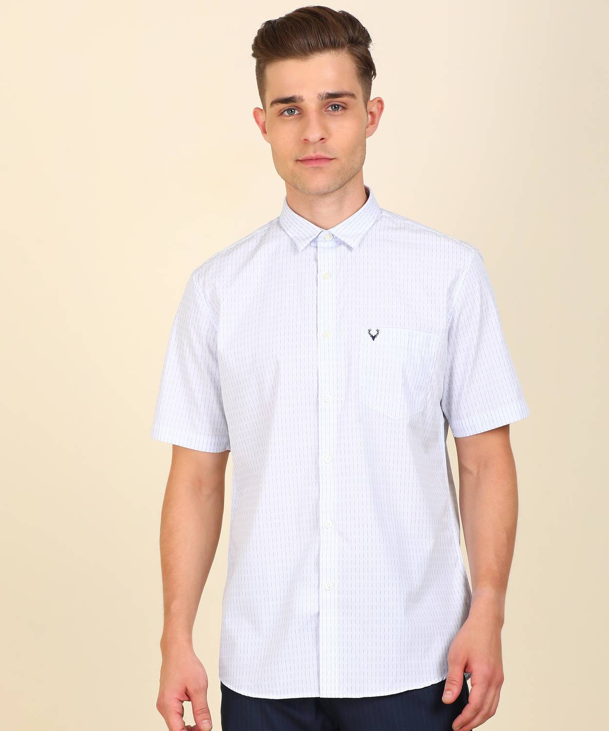 Allen Solly Men Self Design Casual White Shirt