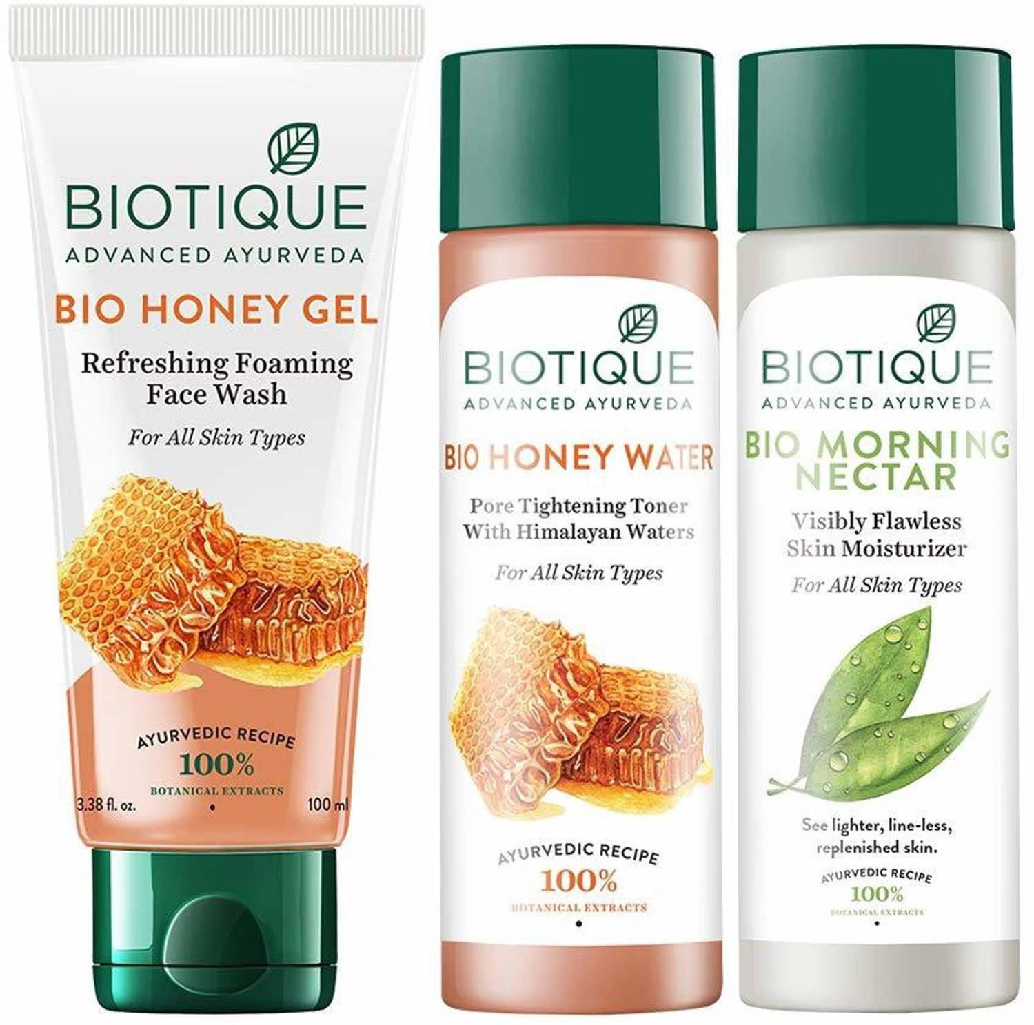 BIOTIQUE Bio Face Care Combo (Face Wash 100ml, Toner 120ml, Face Lotion 120ml) ( For All Skin Types )
