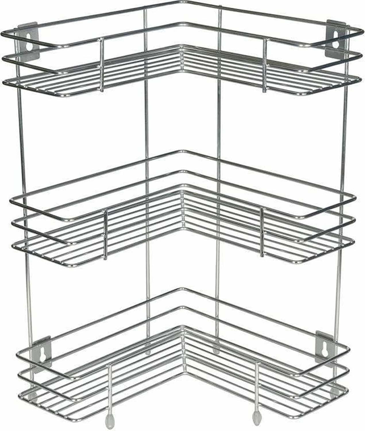 Image of Shopmart Utensil Kitchen Rack Steel Stainless Steel 3 Layer L-Shape Corner Stand for kitchen Rack Utensil Kitchen Rack