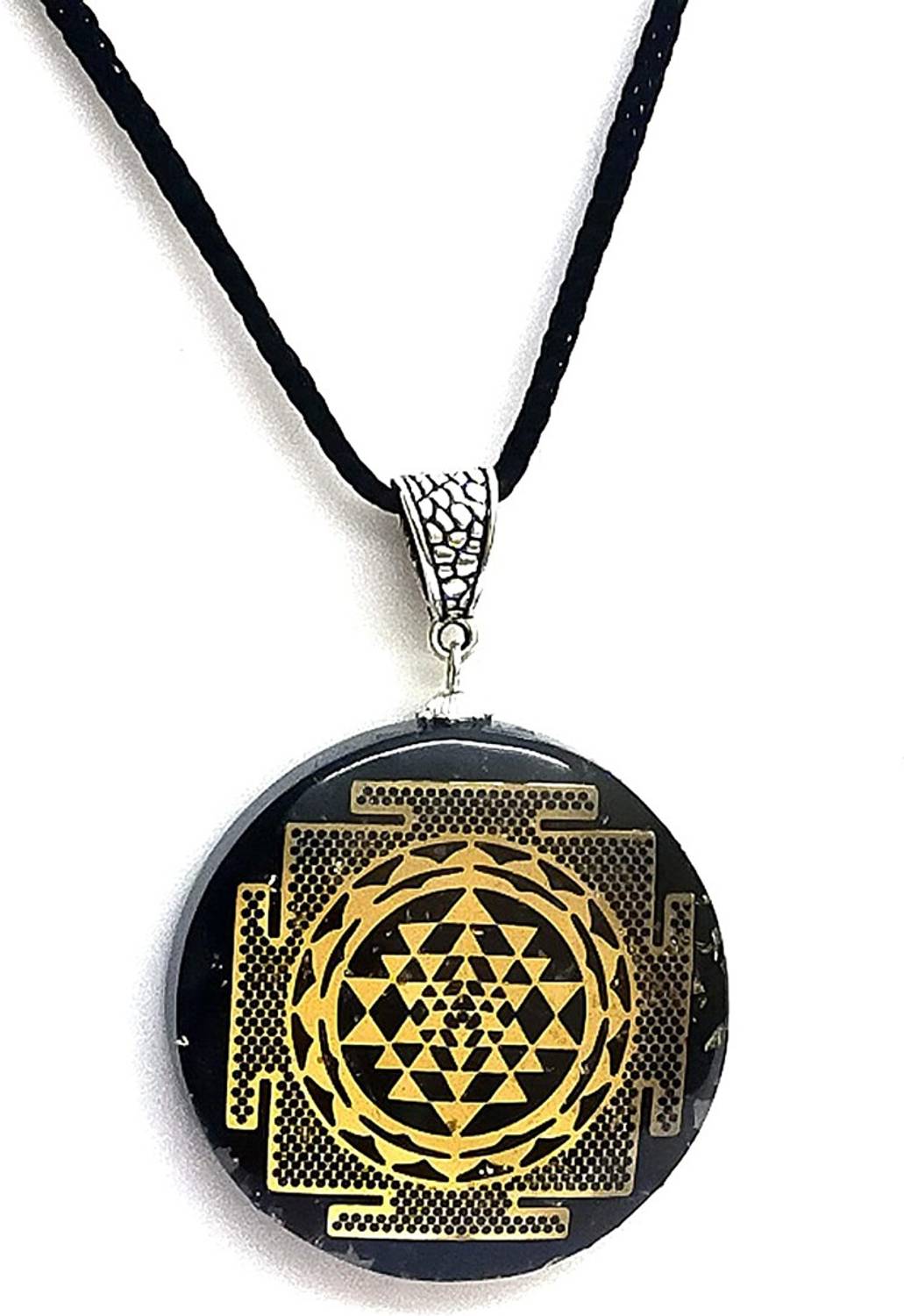 AIR9999 Size Shri yantra Black Tourmaline Crystal Orgone pendant For Men And Women Reiki Healing Tourmaline Crystal Pendant