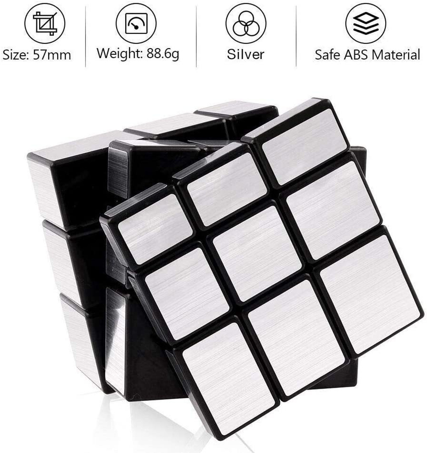 Image of Authfort Cube Combo of Stickered silver Mirror & 3 x 3 High Speed Stickerless Magic Puzzle Cube combo ( pack of 2 puzzle )