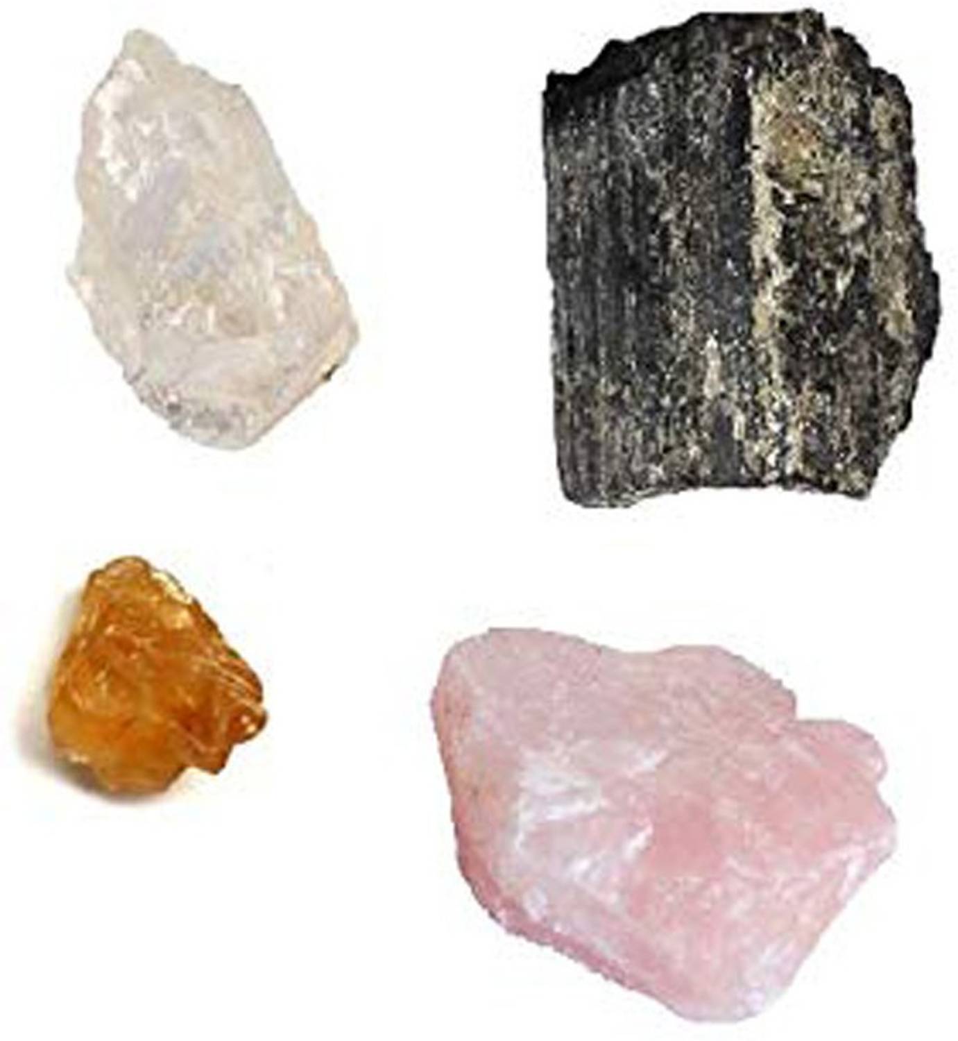 AIR9999 Citrine Rose Quartz Clear Quartz Black Tourmaline Mini Crystal Rough Raw Chunks Decorative Showpiece - 3 cm
