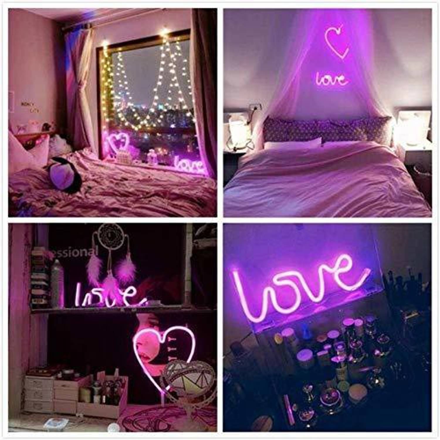 ARNAH TREASURE ROMANTIC best gift Love Lamp Light Neon Pink LED