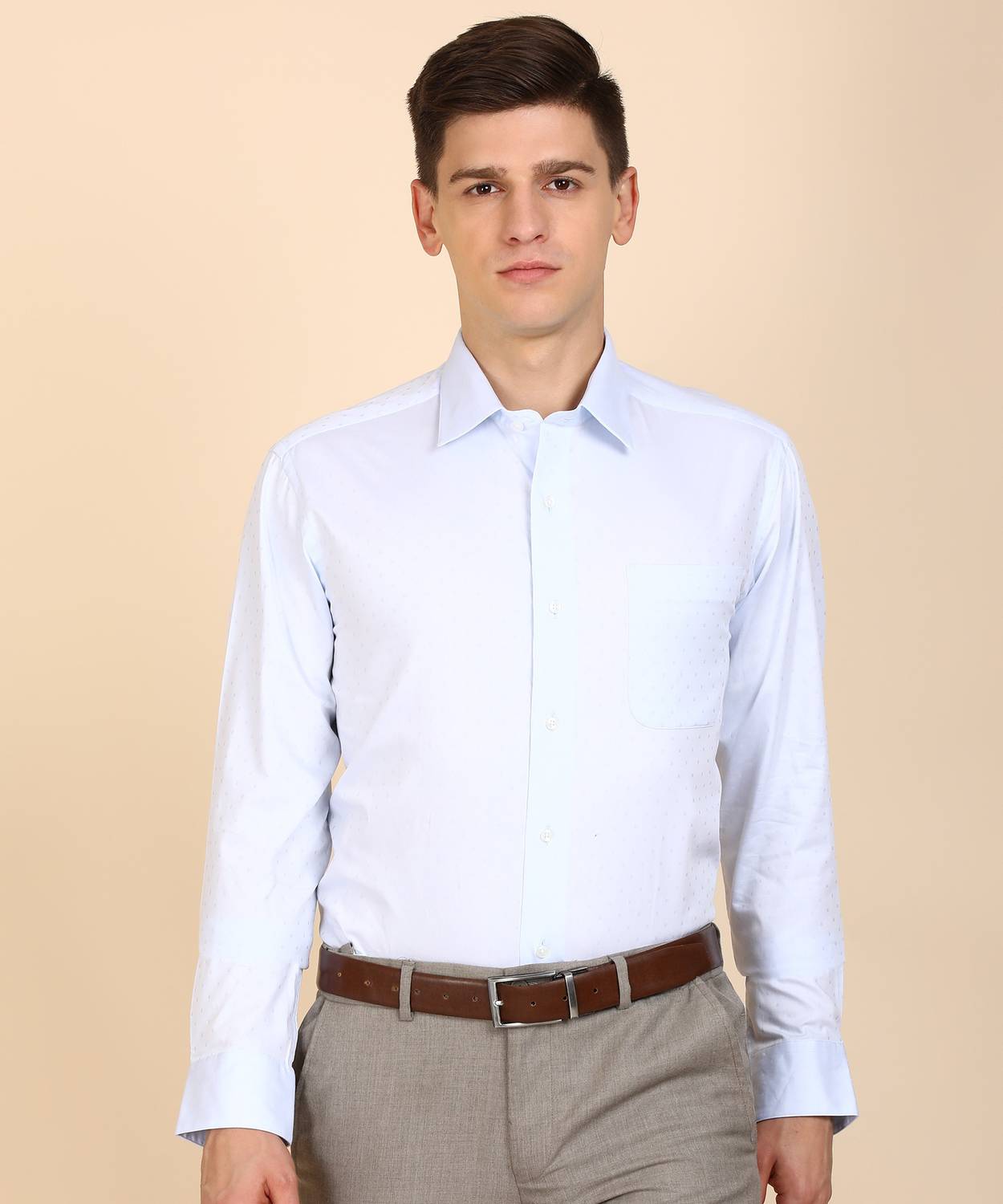 ARROW Men Self Design Formal Blue Shirt
