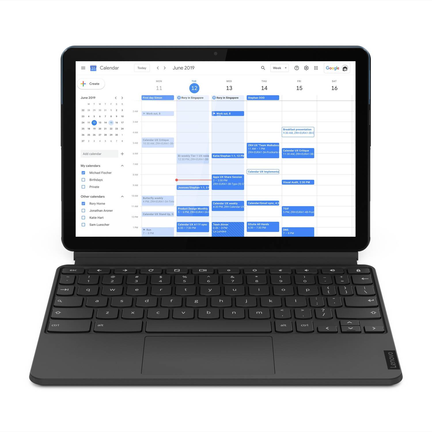 Lenovo Ideapad Duet Chromebook 4 GB RAM 128 GB ROM 10.1 inch with Wi-Fi Only Tablet (Ice Blue, Iron Grey)