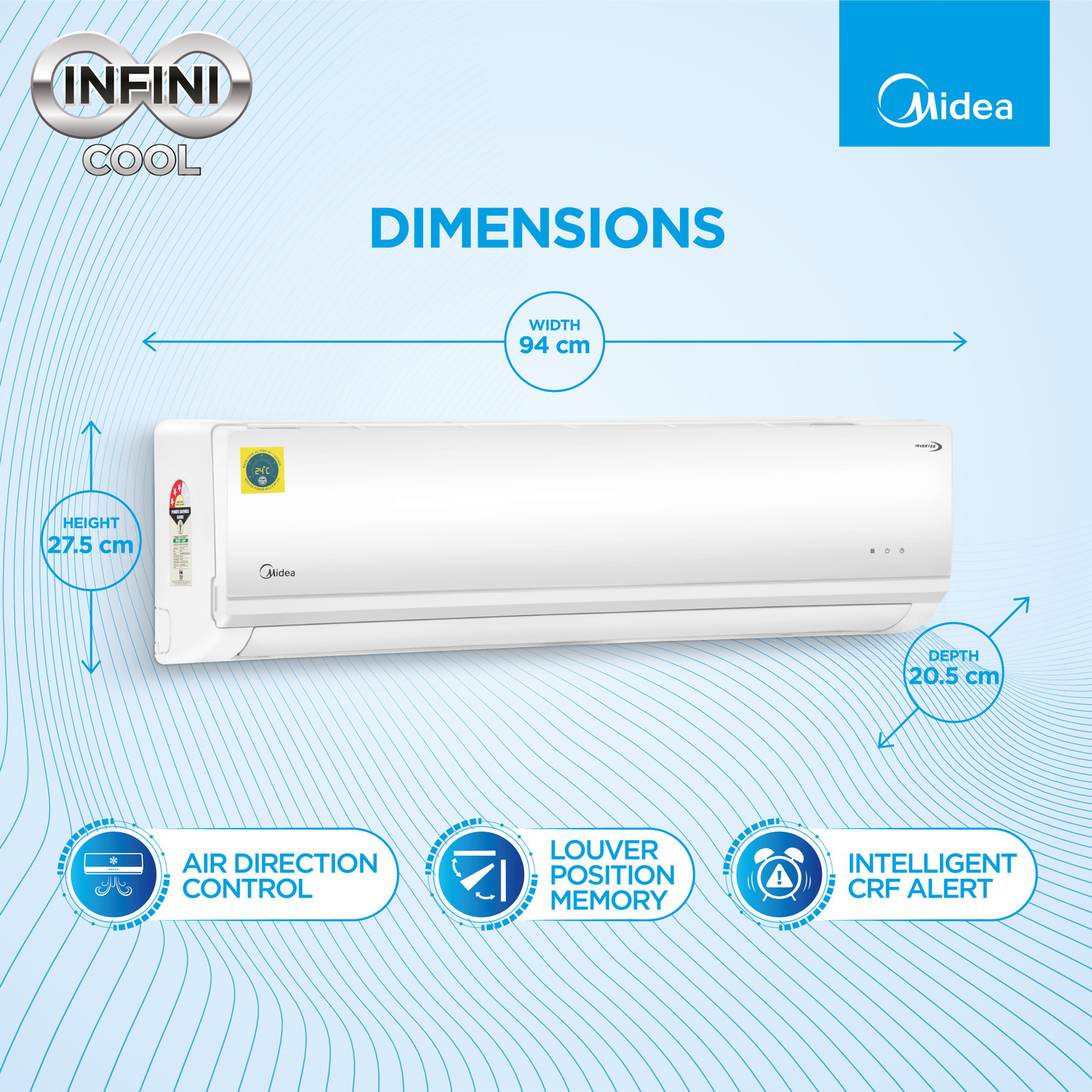 Image of Midea 2020 Model 1.5 Ton 5 Star Split Inverter AC