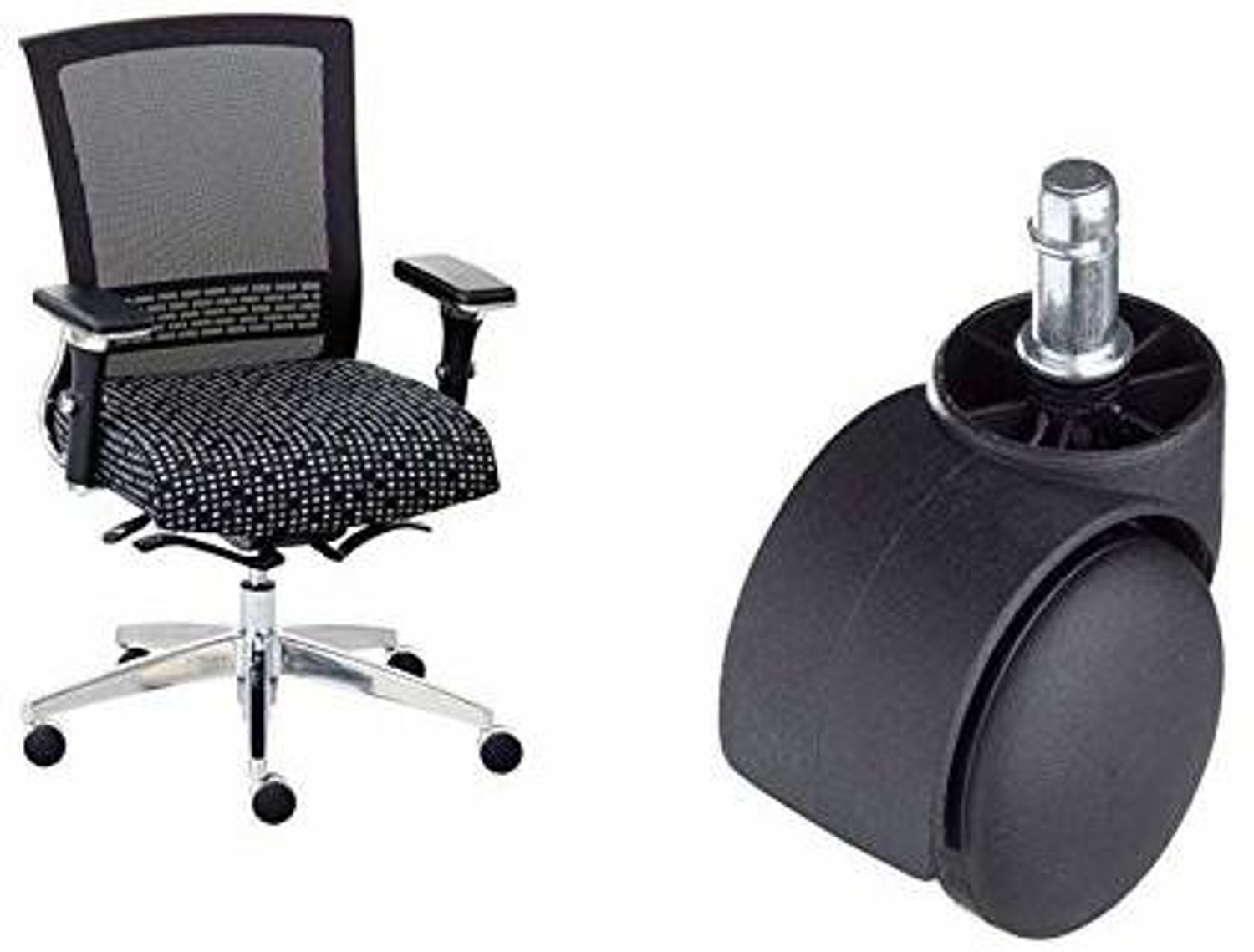 Image of Bellveen Nylon Twin Castor Wheels for Office Chairs Furniture, Pin Type (Black) Set of 5 Appliance Furniture Caster