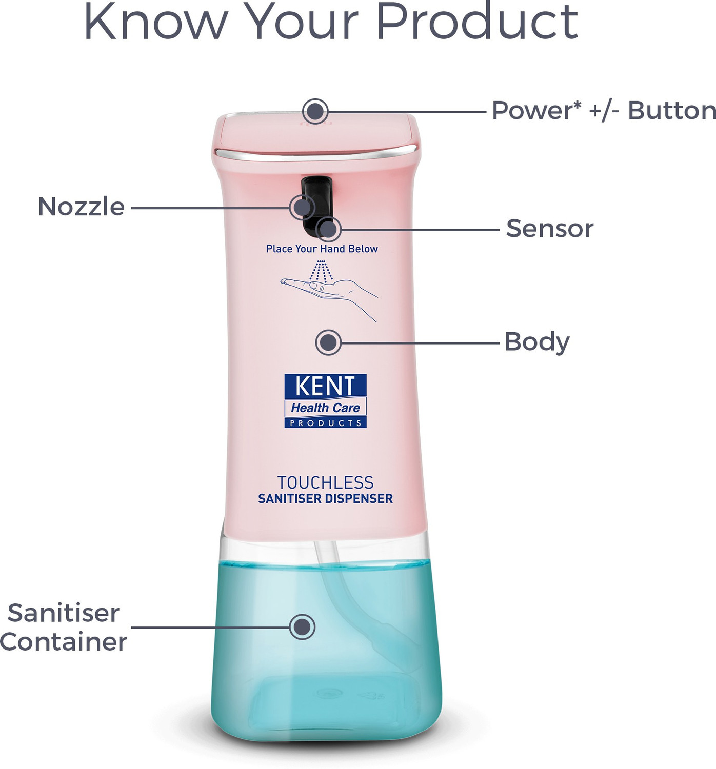 Image of KENT Sanitiser Dispenser 0.35 L Liquid Dispenser
