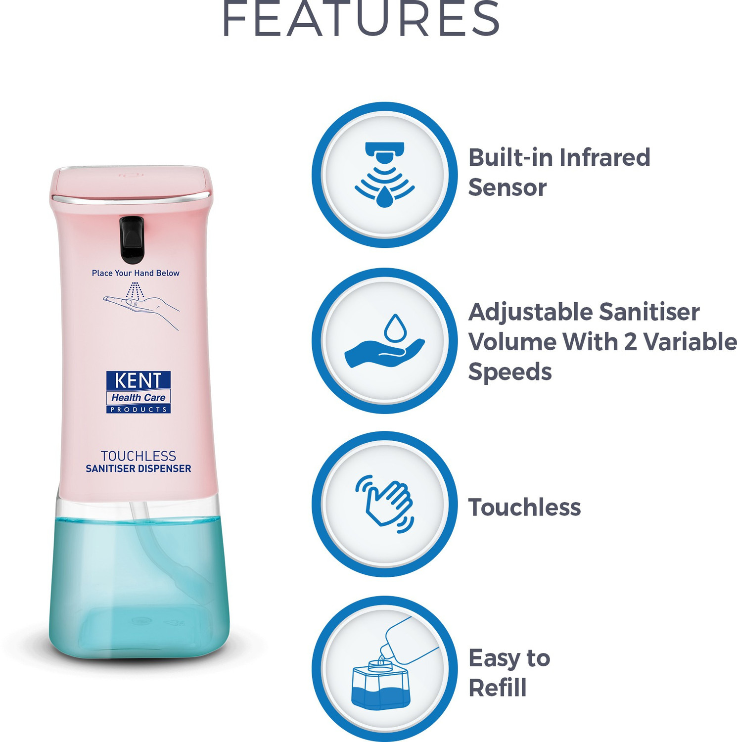 Image of KENT Sanitiser Dispenser 0.35 L Liquid Dispenser
