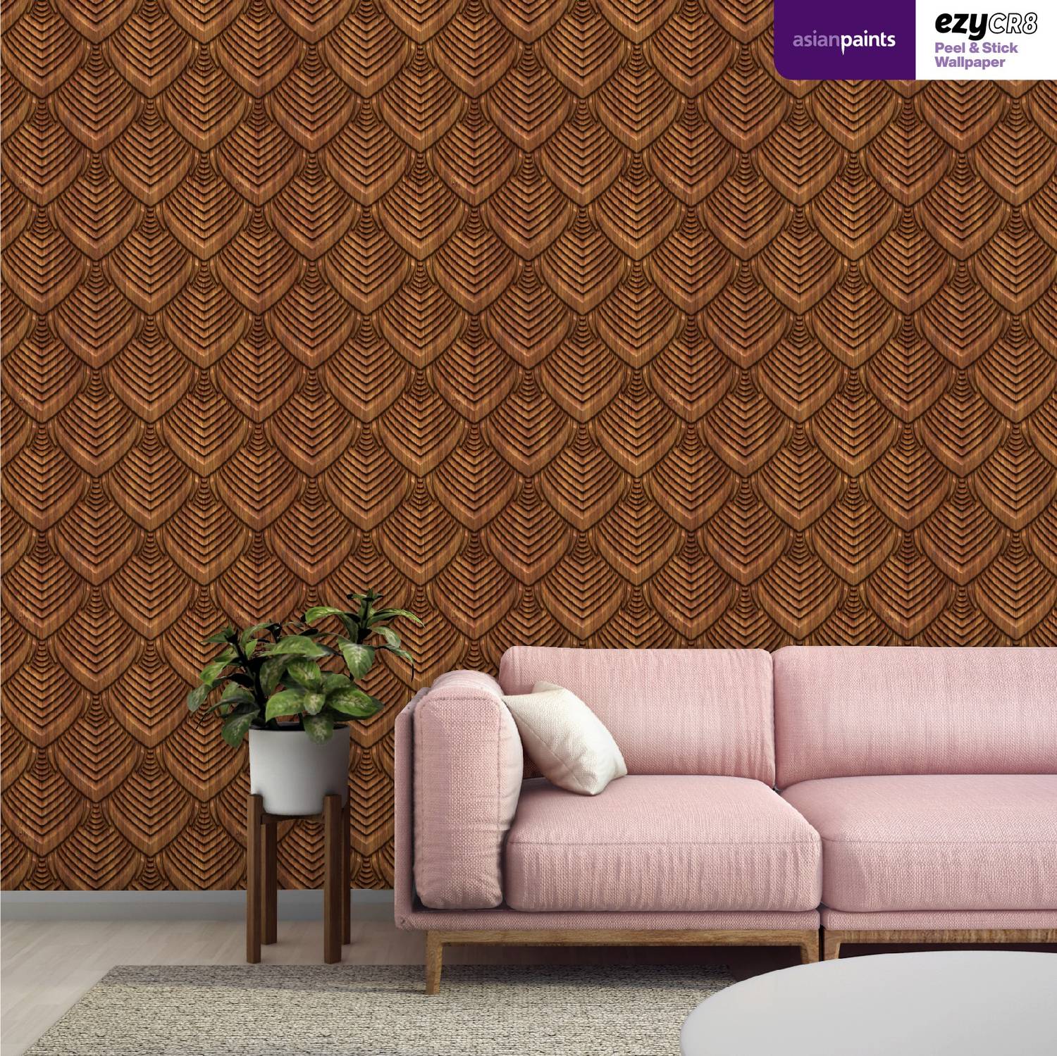 Asian Paints 45 cm EzyCR8 DIY Peel & Stick Wallpaper 3D Etched Dcor Removable Sticker