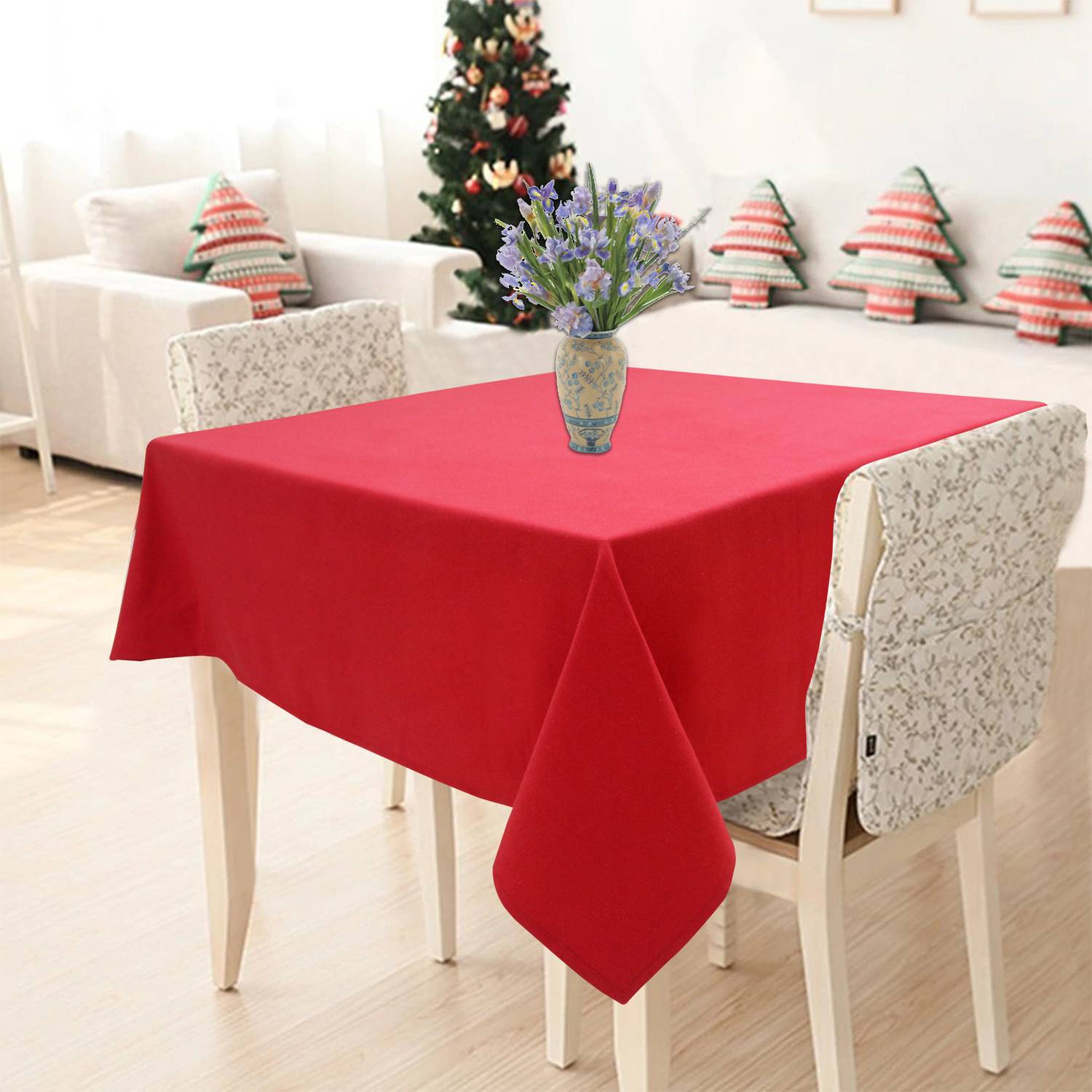 AIRWILL Cotton 2 Seater Solid Table Cover