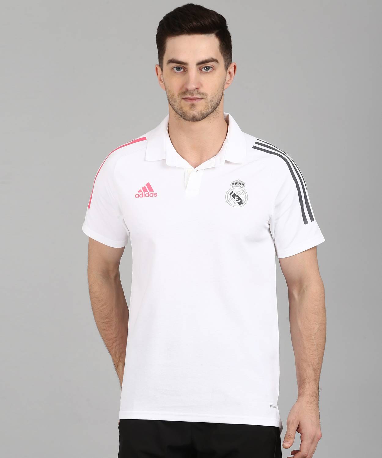 ADIDAS Sporty Men Polo Neck White T-Shirt