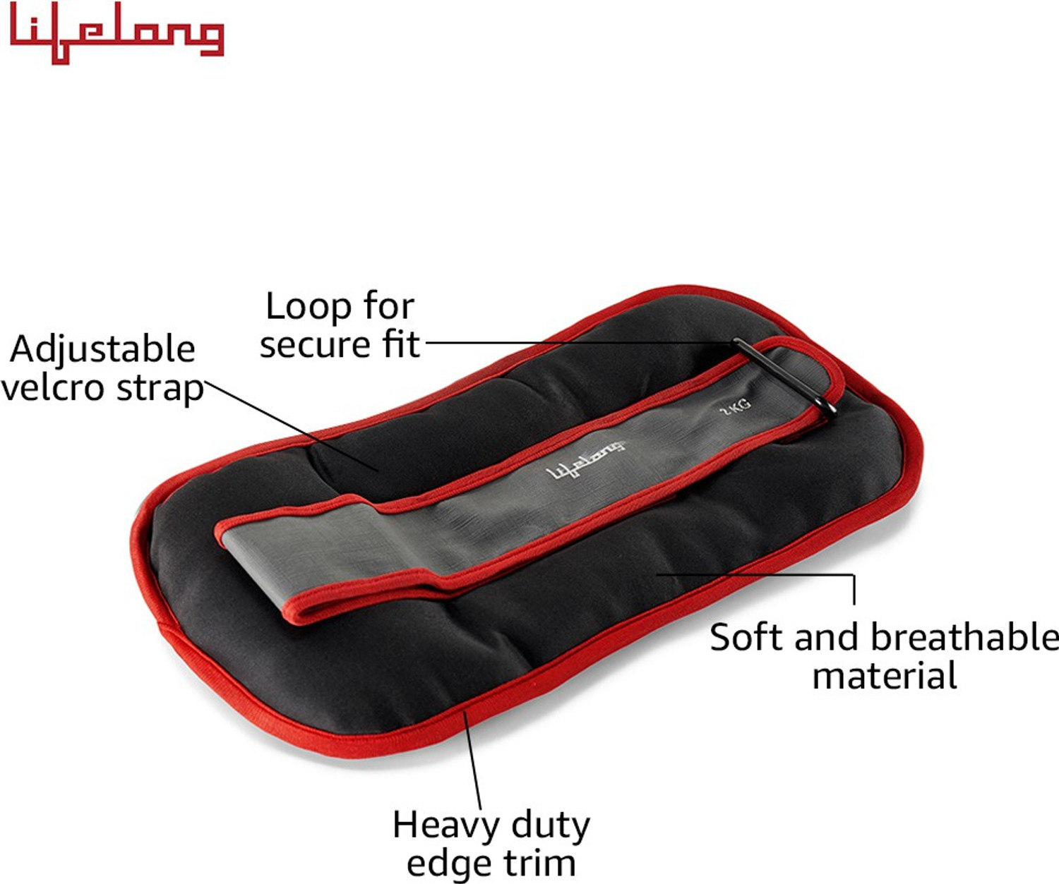 Image of Lifelong LLAW04 Red, Black Ankle Weight