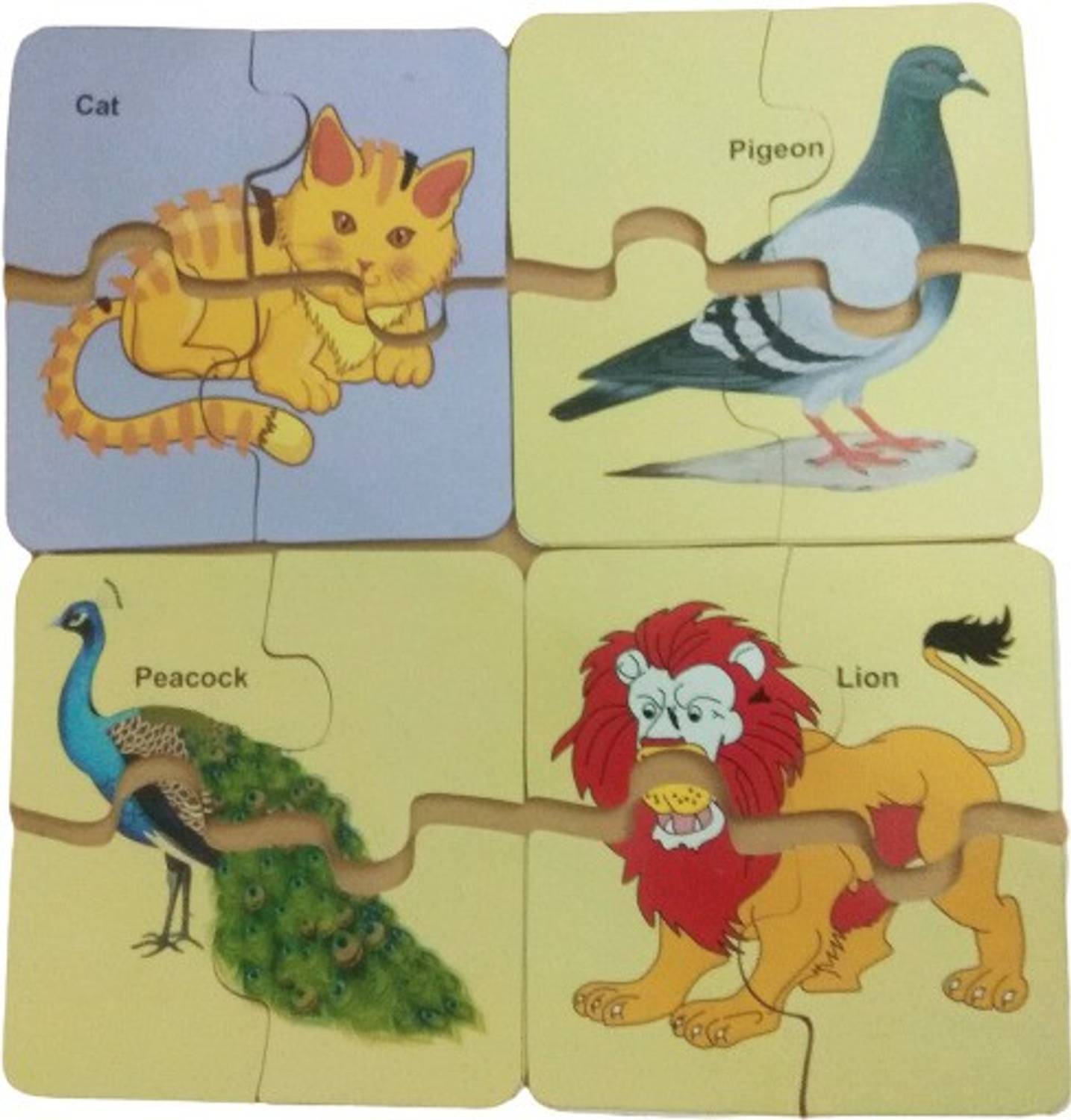 Ashmi Animals And Birds Puzzle With 4 Piece Wooden Jigsaw 8 Different Puzzles Fun with Learning games for kids