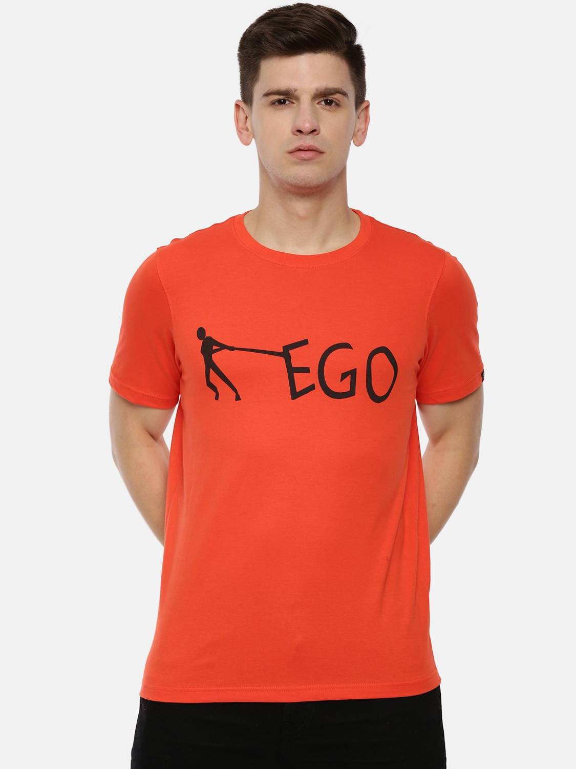 Bushirt Printed Men Round Neck Orange T-Shirt