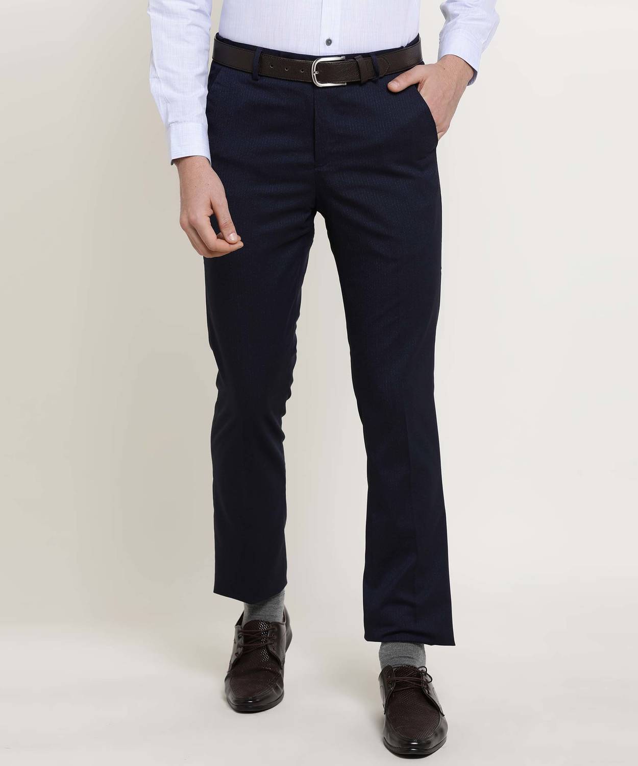 Arrow Newyork Regular Fit Men Dark Blue Trousers