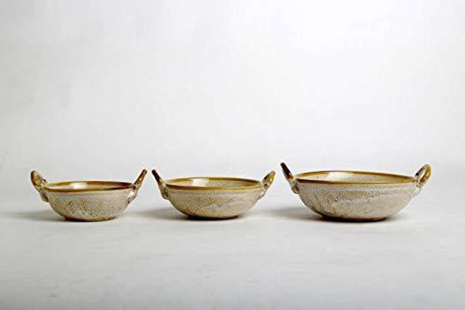 Image of caffeine Ceramic Handmade Mustard Crackle Serving Kadhai Cookware Set