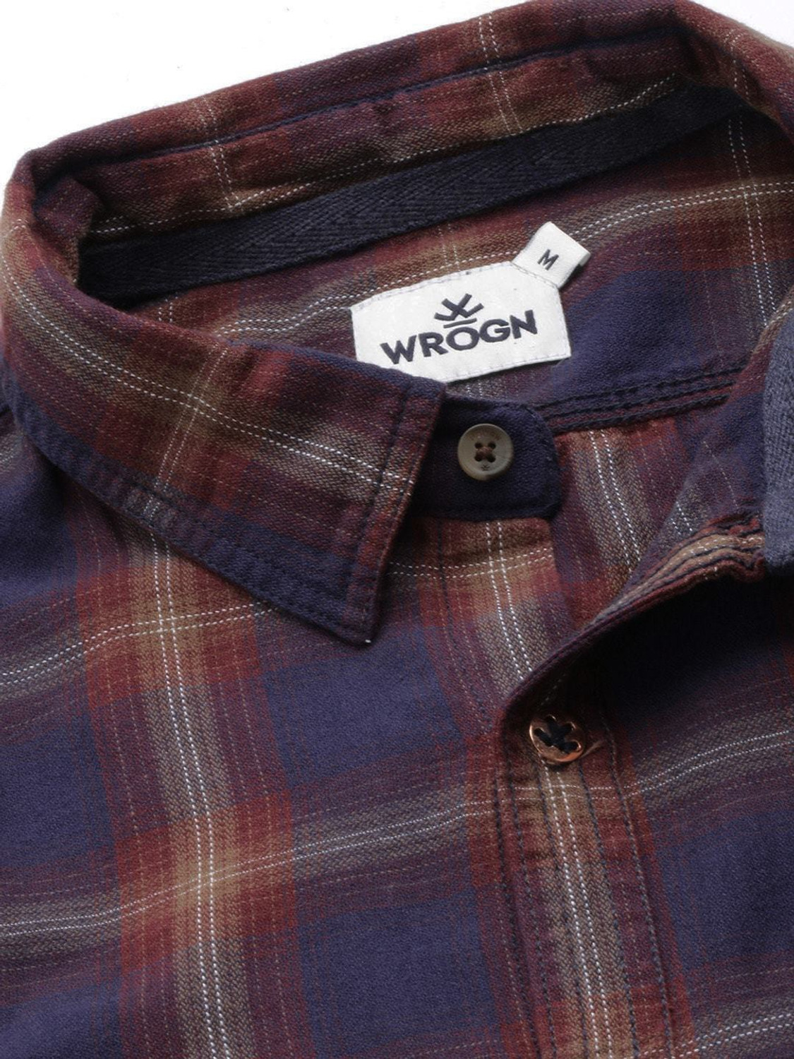 Image of WROGN Men Checkered Casual Brown Shirt