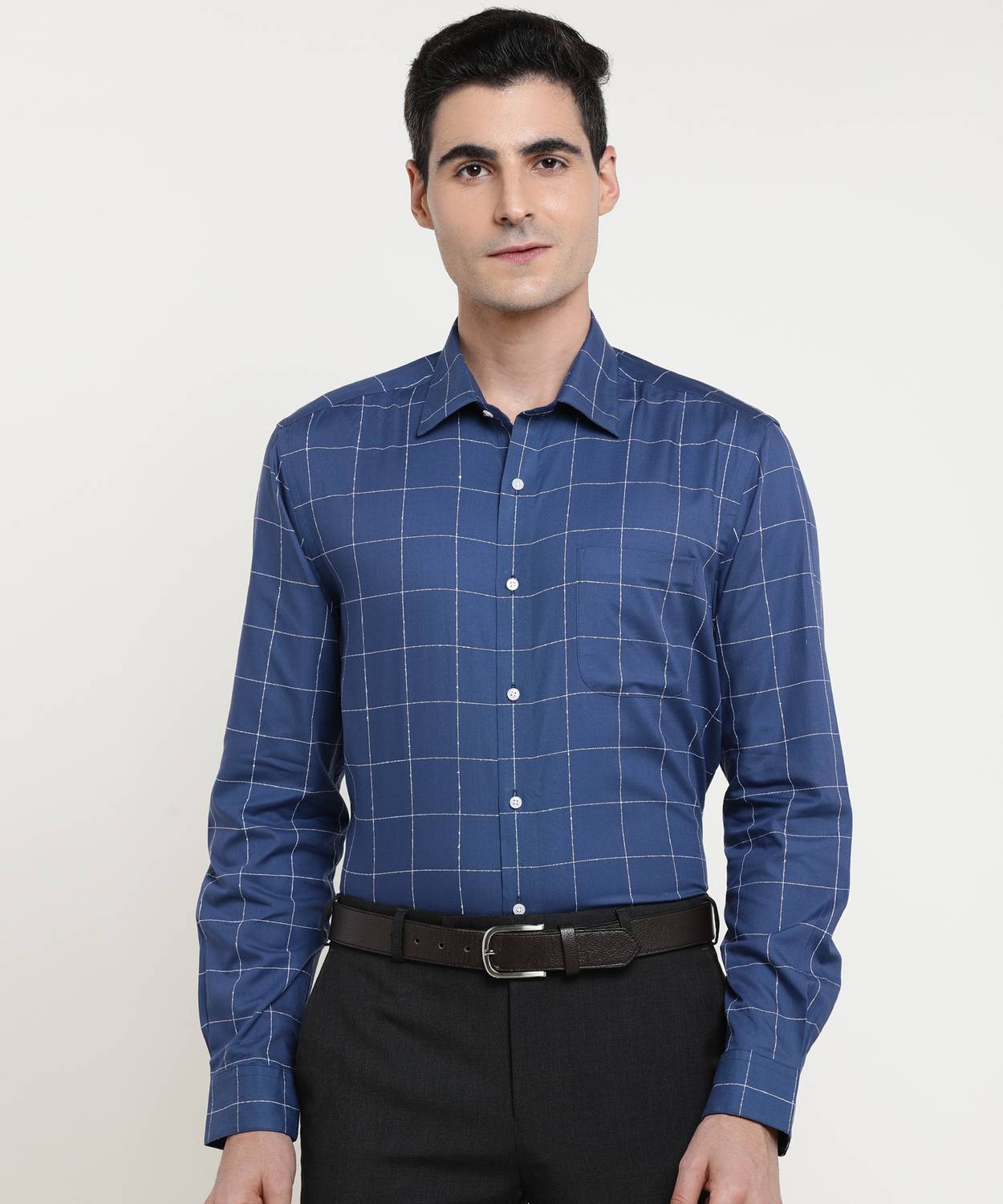 ARROW Men Checkered Formal Blue Shirt