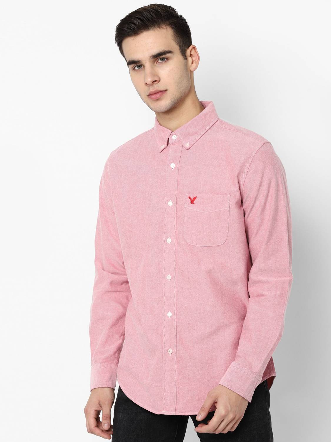 American Eagle Outfitters Men Solid Casual Red Shirt
