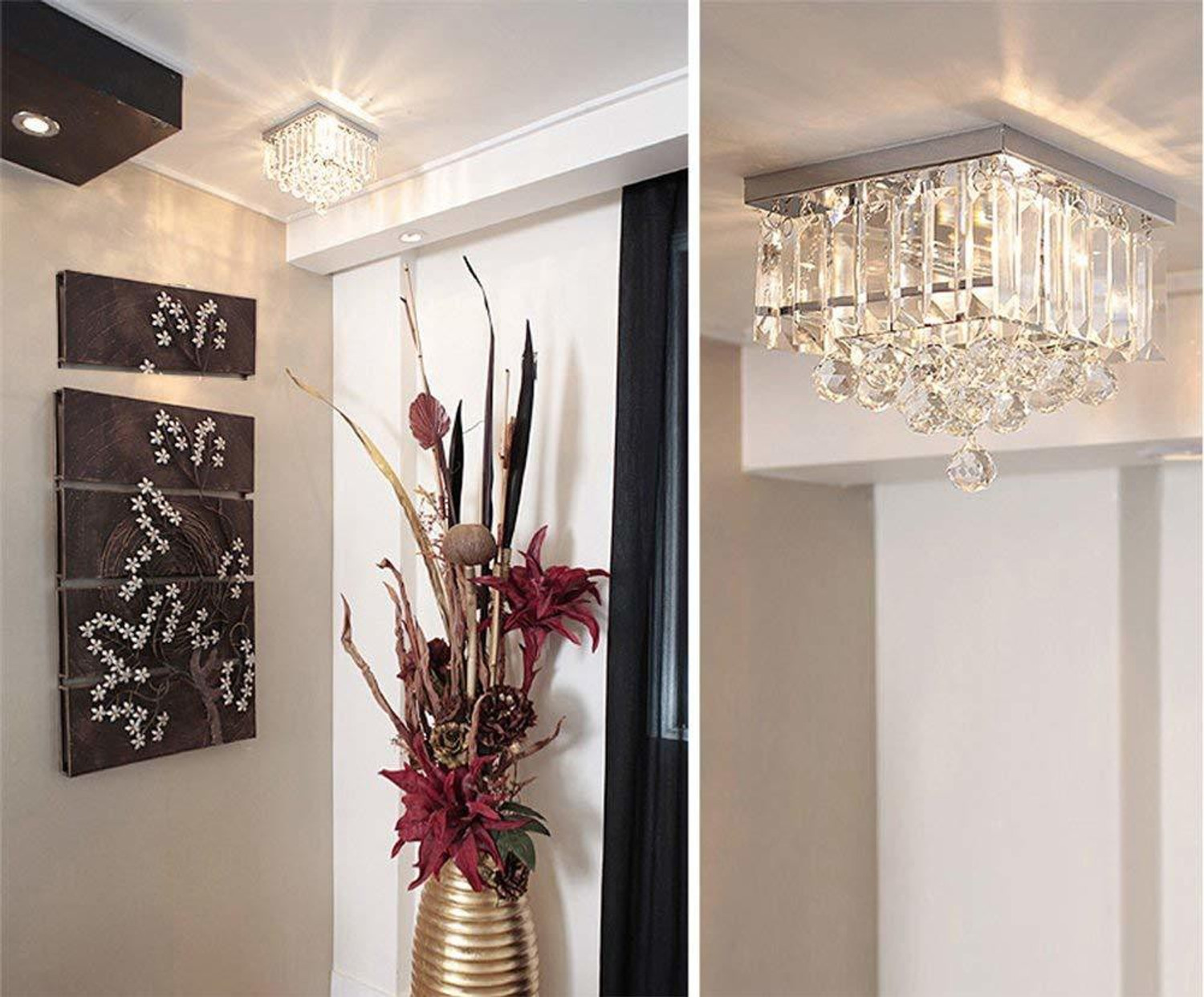 Image of LightWave Modern Crystal Ceiling light 23cm Glass Chandelier for Hall, Hotel, Resort Chandelier Ceiling Lamp