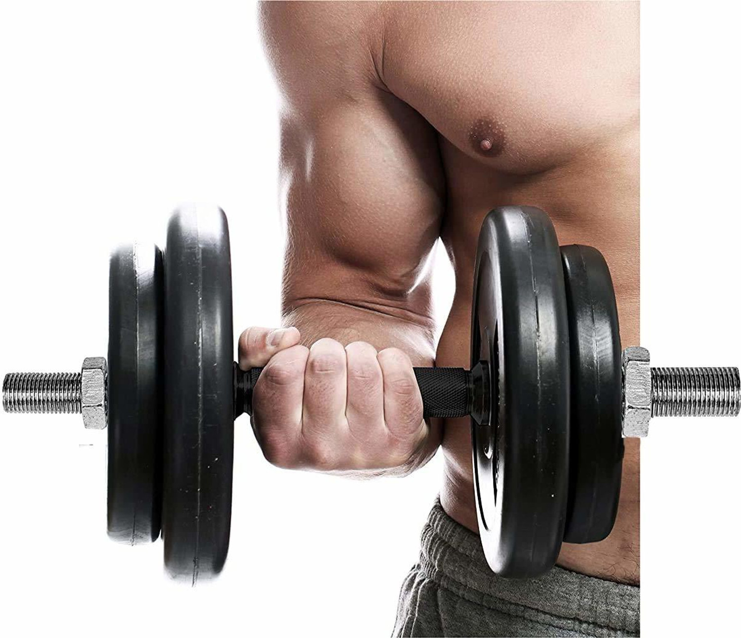 Image of KORBAX Adjustable Dumbbell Rod With Nuts Weight Lifting Bar Comfortable Grip Handle Weight Lifting Bar