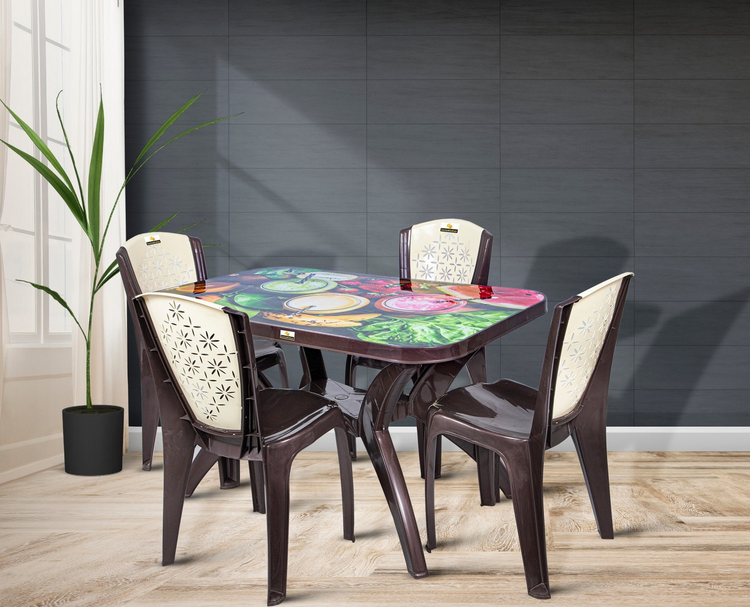 Image of Smilemindia Plastic 4 Seater Dining Set