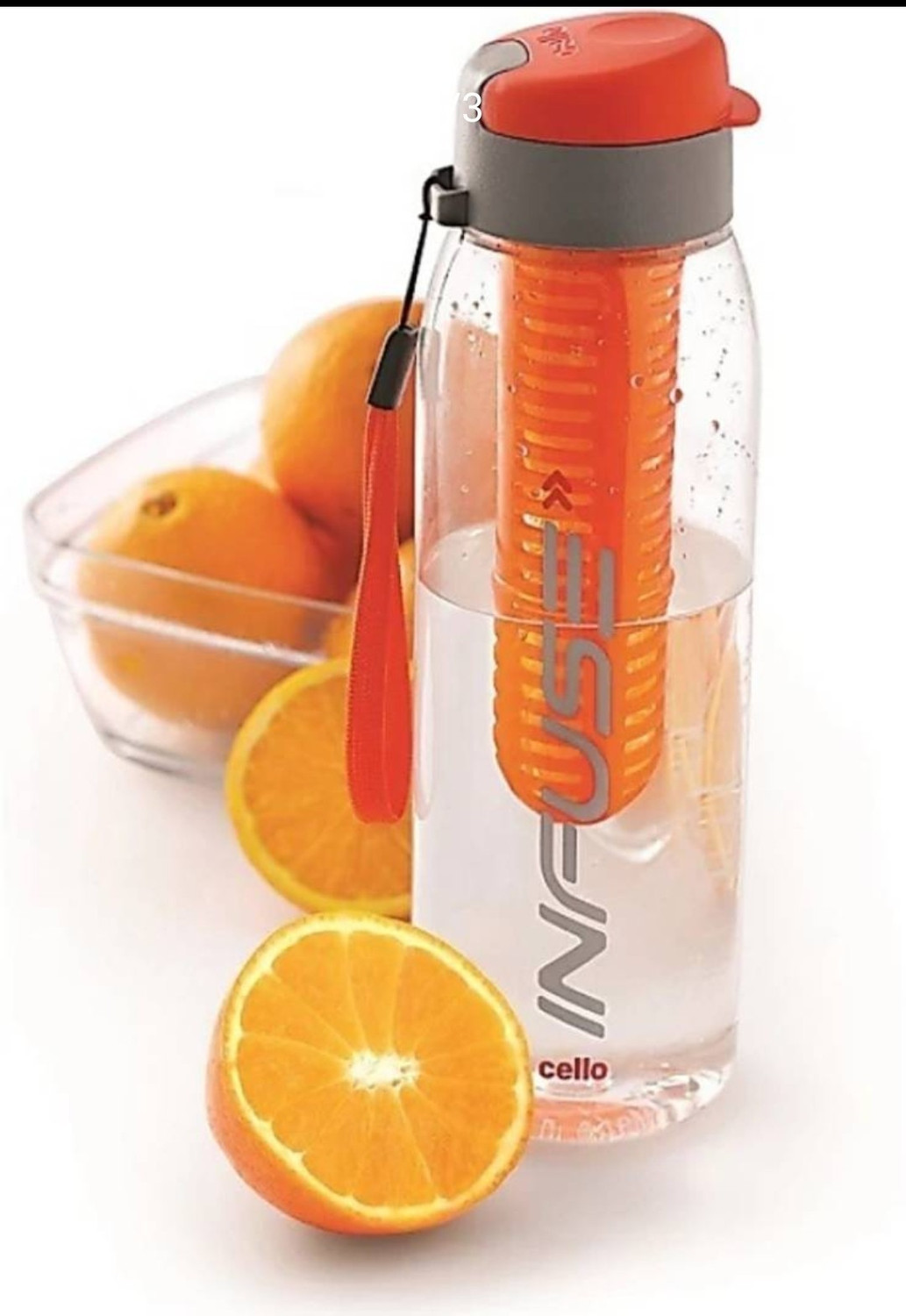Image of cello Infuse Plastic Water Bottle Set, 800ml, Set of 2, Green /Orange 800 ml Plastic Bottle